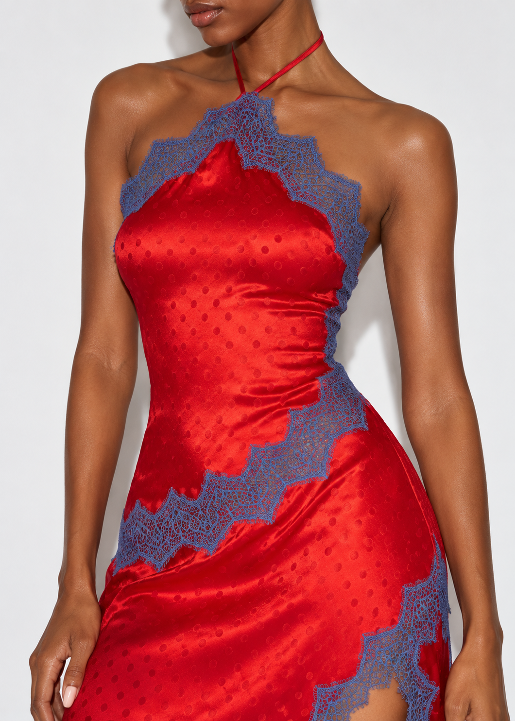 Nomi Satin Lace Midi Dress