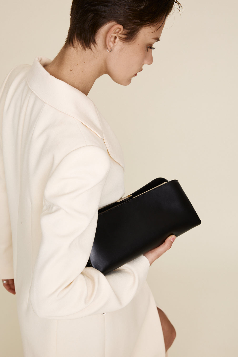 Silver Noir Éclair Premium Calf Leather Bag