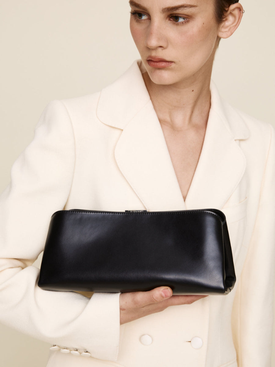 Silver Noir Éclair Premium Calf Leather Bag