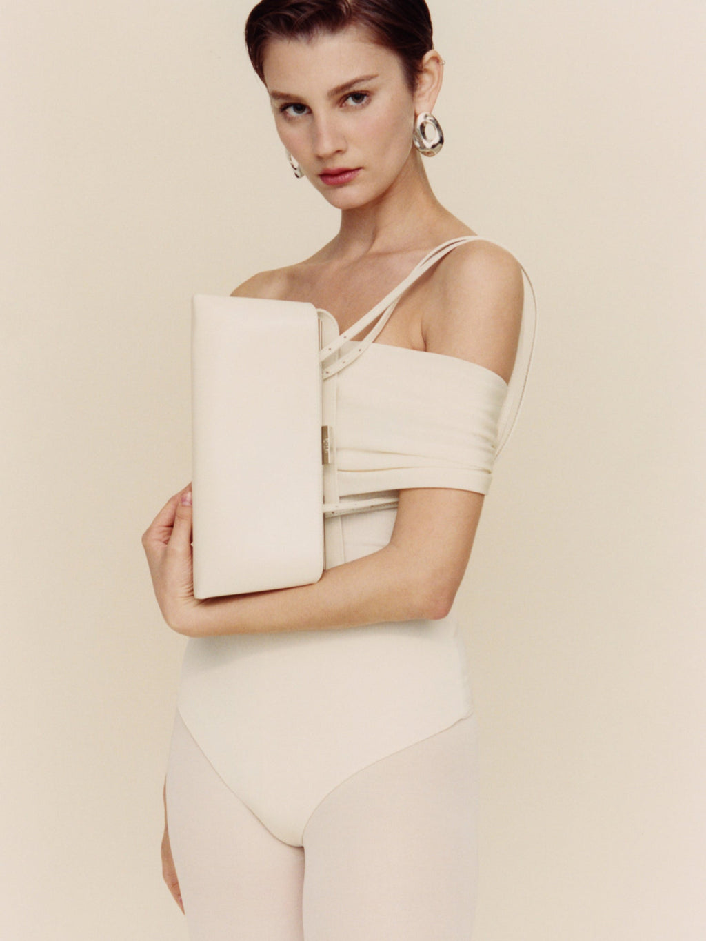 Silver Ivory Éclair Premium Calf Leather Bag