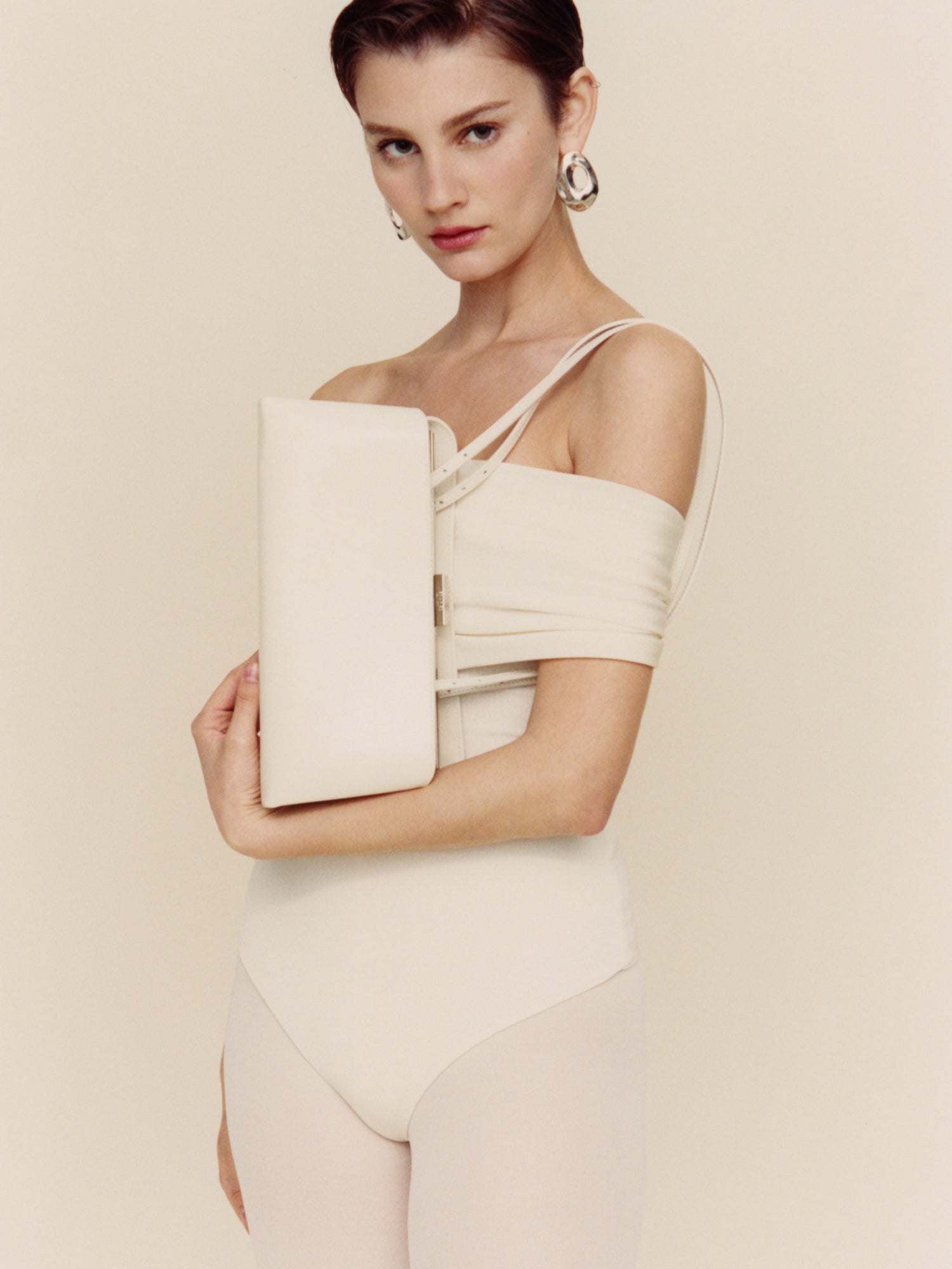 Silver Ivory Éclair Premium Calf Leather Bag