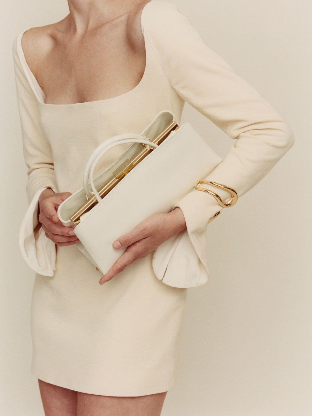 Gold Ivory Éclair Premium Calf Leather Bag