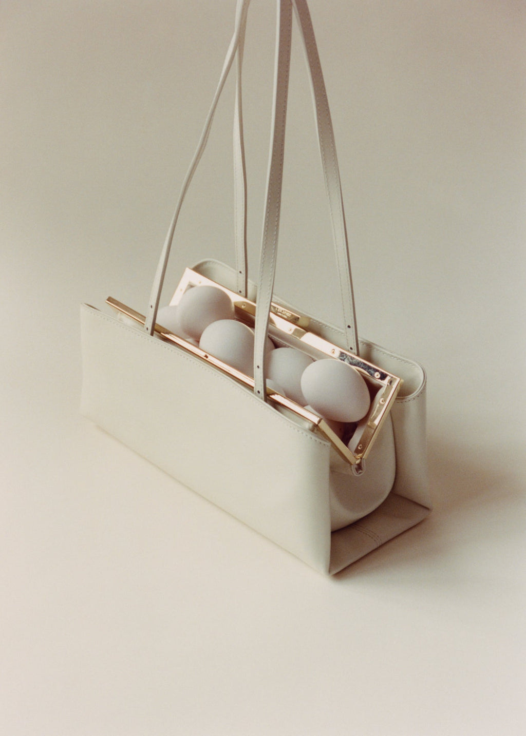 Gold Ivory Éclair Premium Calf Leather Bag