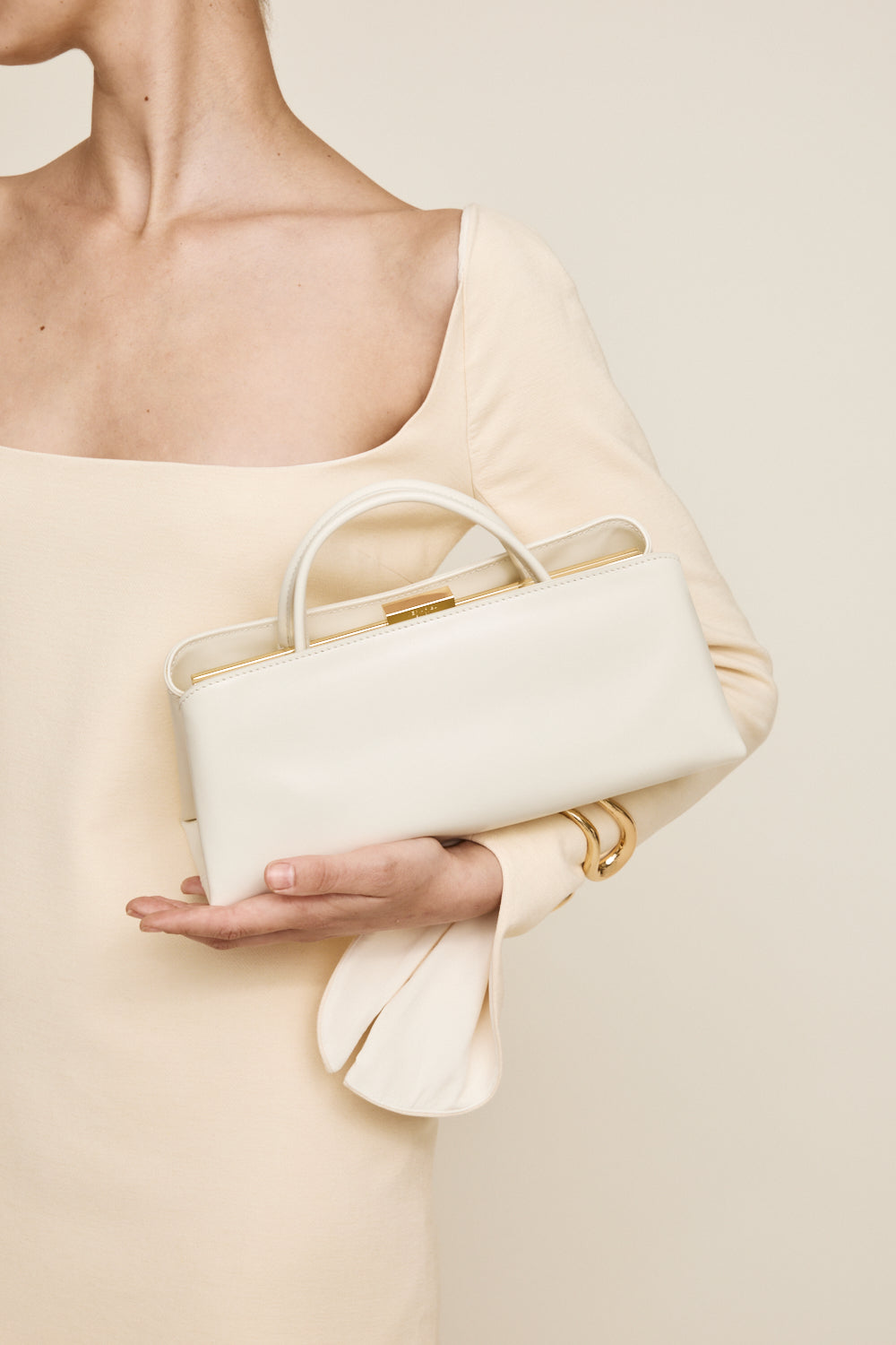 Gold Ivory Éclair Premium Calf Leather Bag