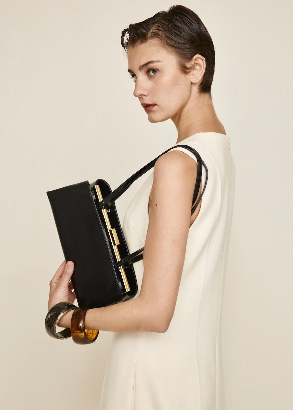 Gold Noir Éclair Premium Calf Leather Bag