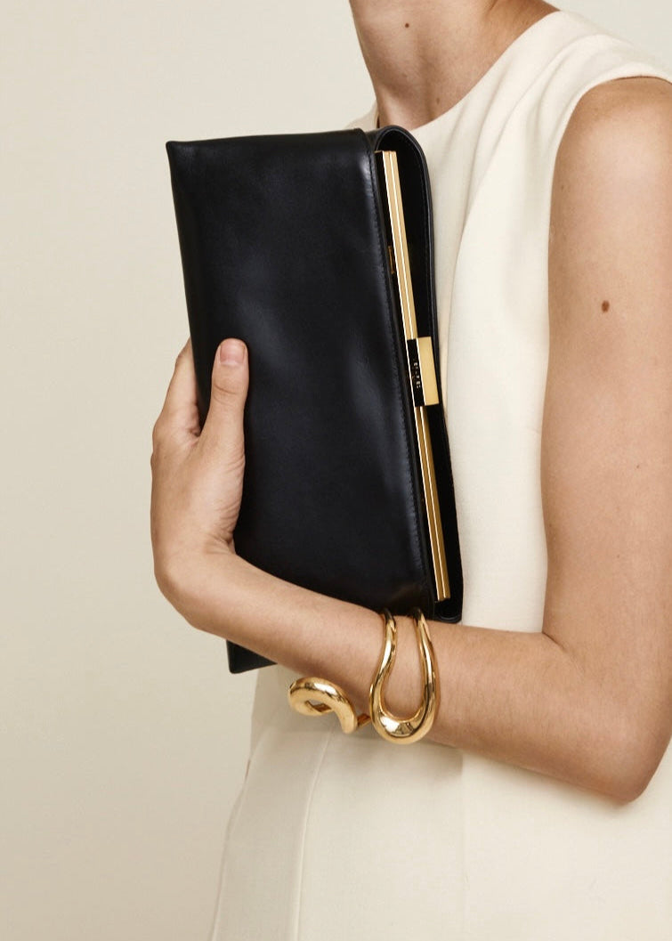 Gold Noir Éclair Premium Calf Leather Bag