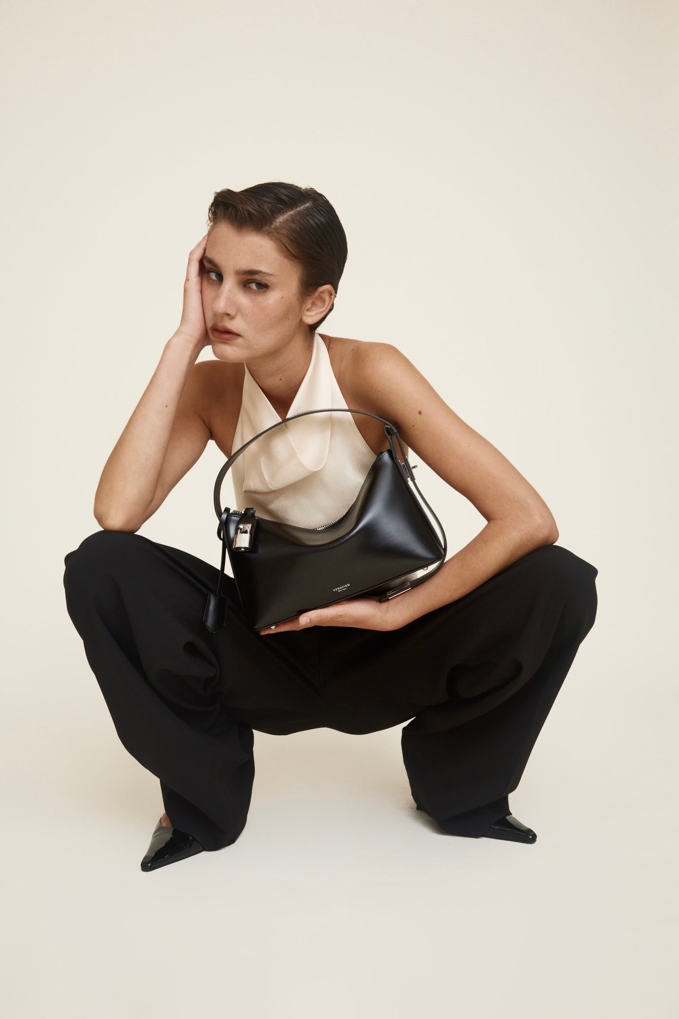 Silver Black Hobo Bag