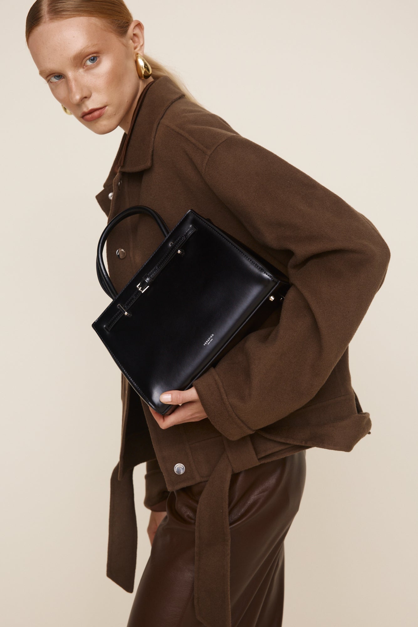 Noir Leather Book Tote Bag 25