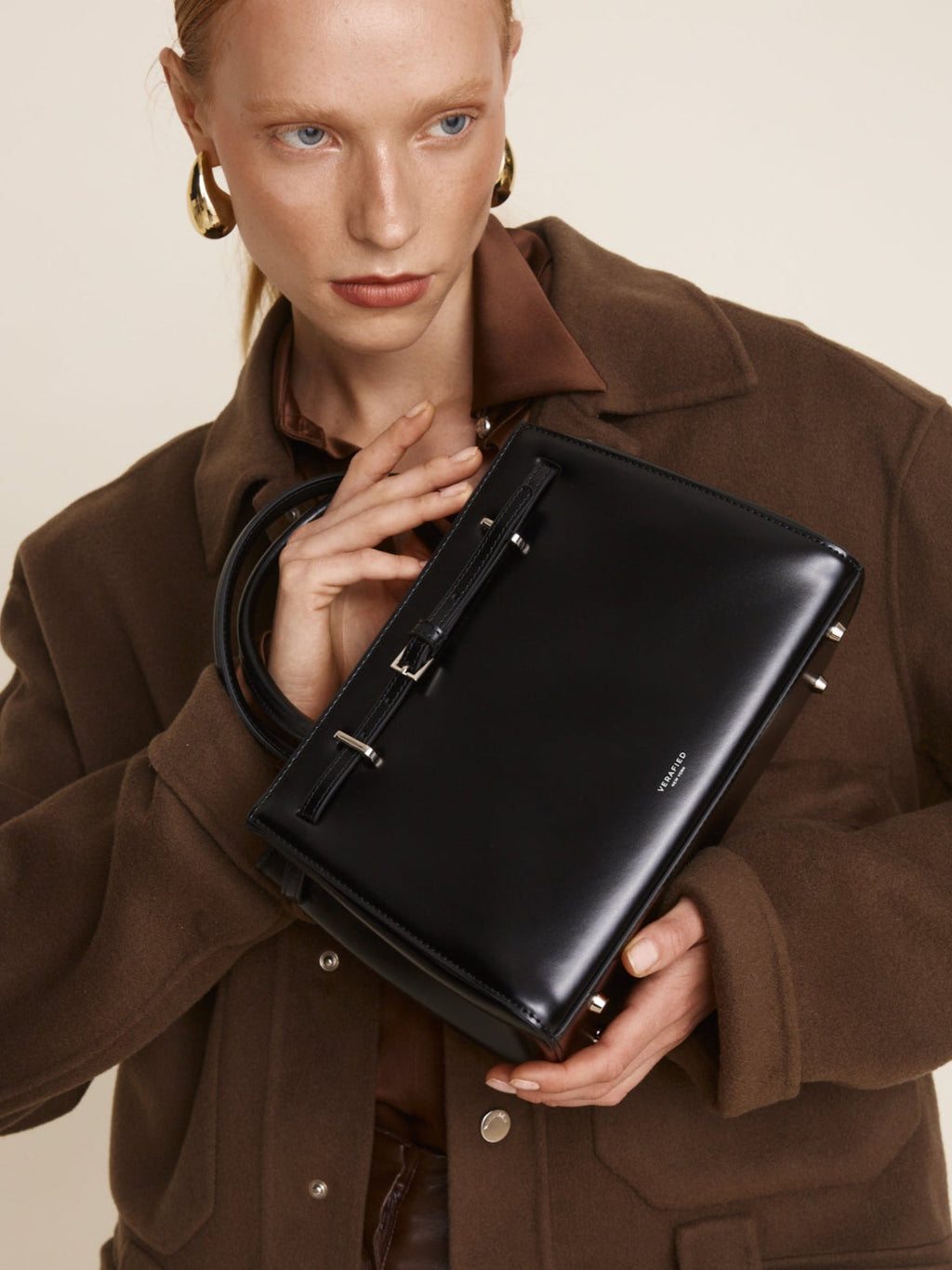 Noir Leather Book Tote Bag 25