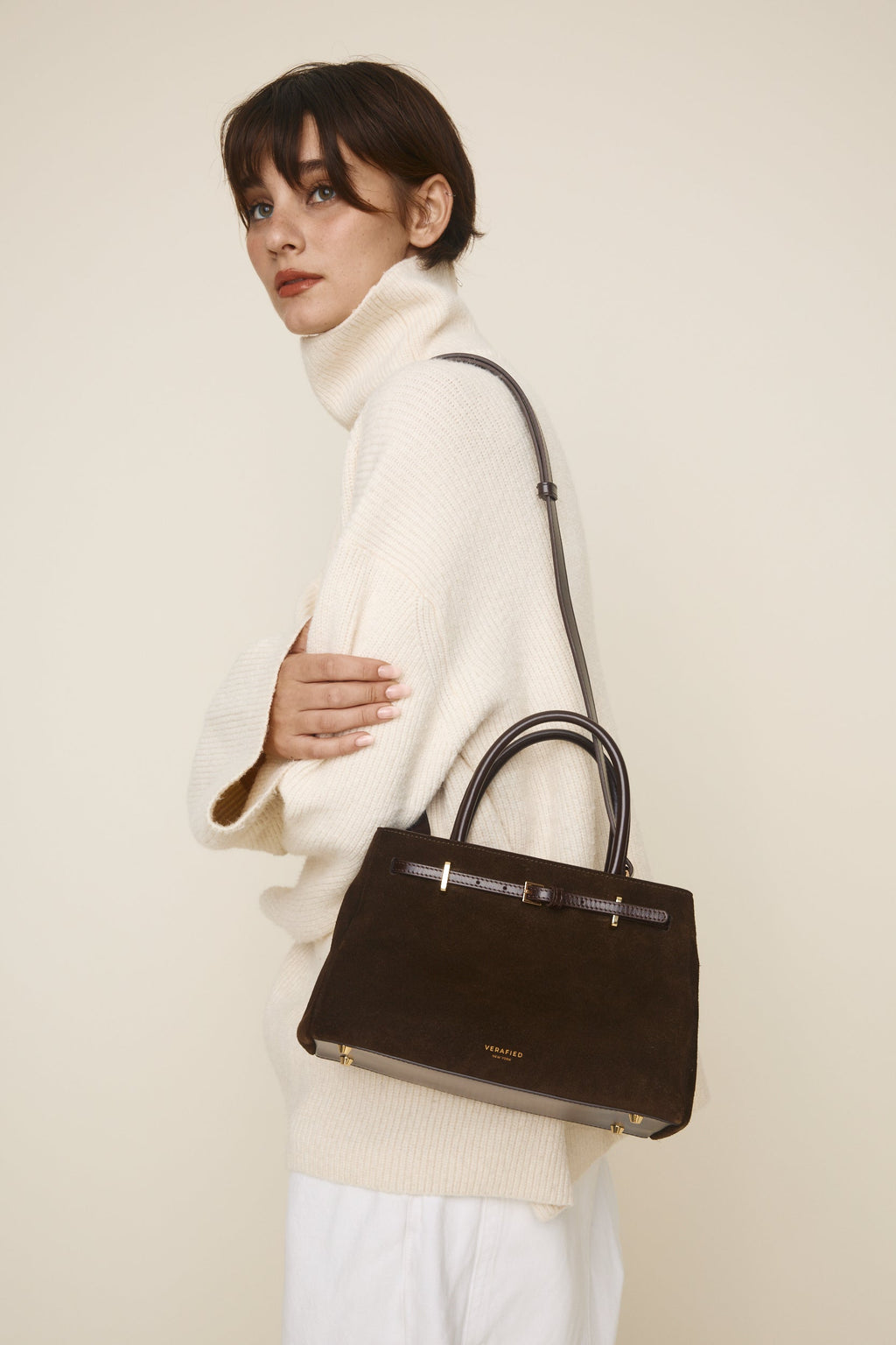 Espresso Suede Book Tote Bag 25