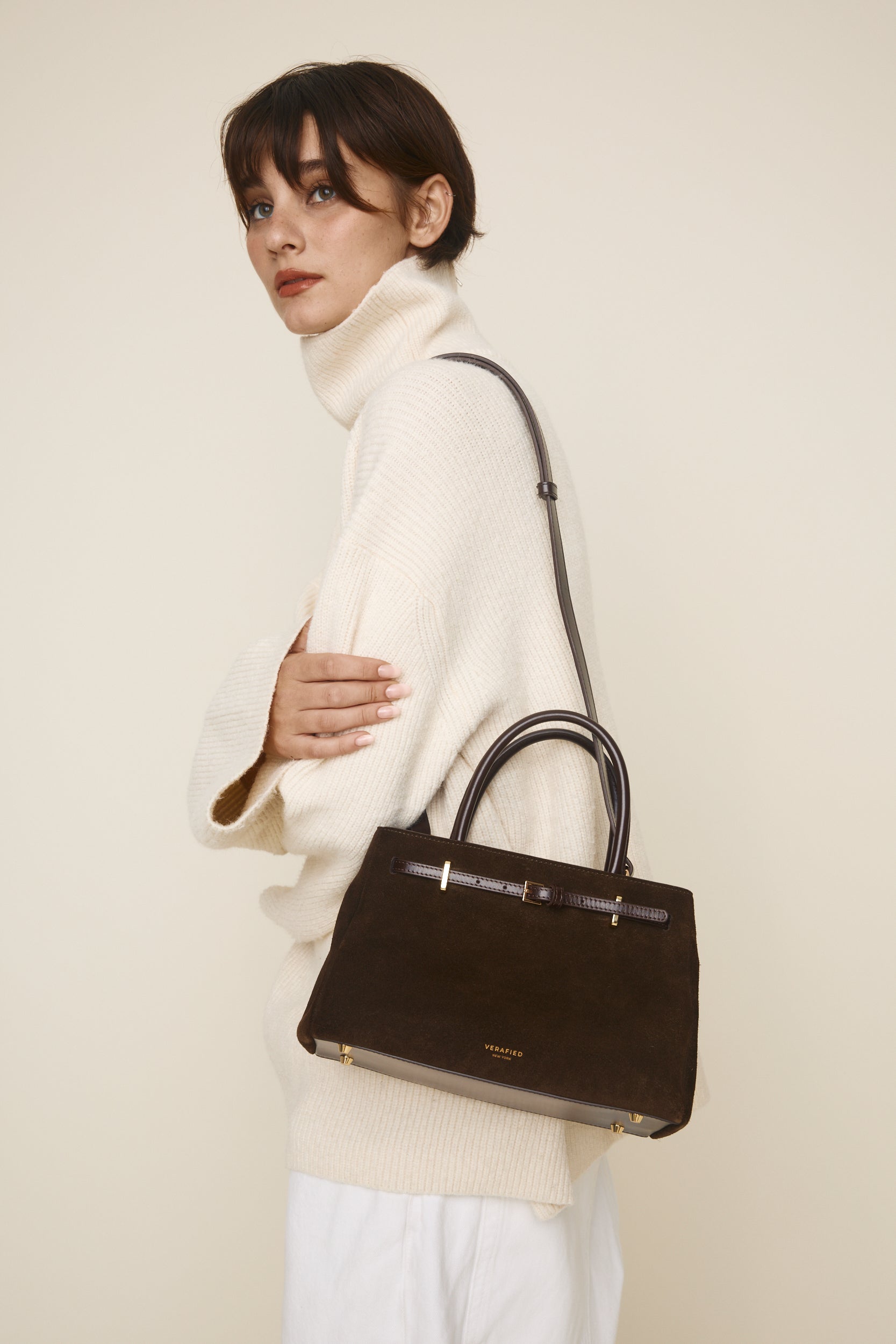 Espresso Suede Book Tote Bag 25