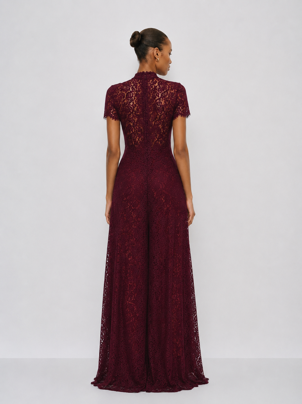 Loana Lace Top & Pants Set - Burgundy