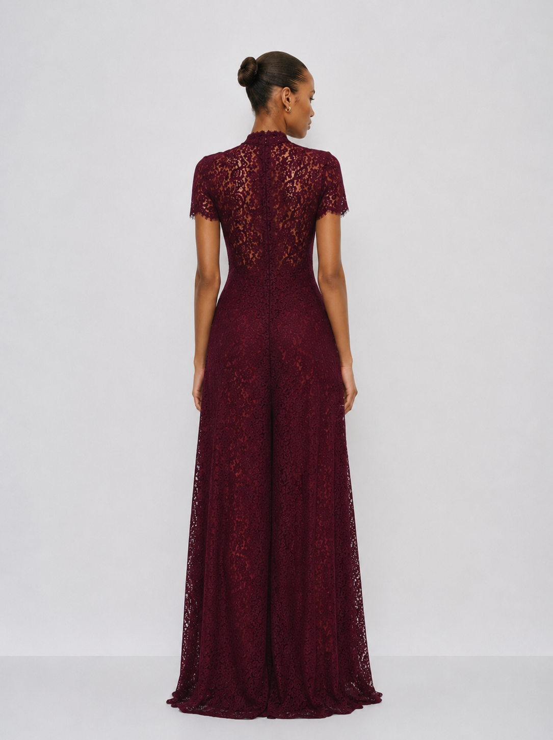 Loana Lace Top & Pants Set - Burgundy
