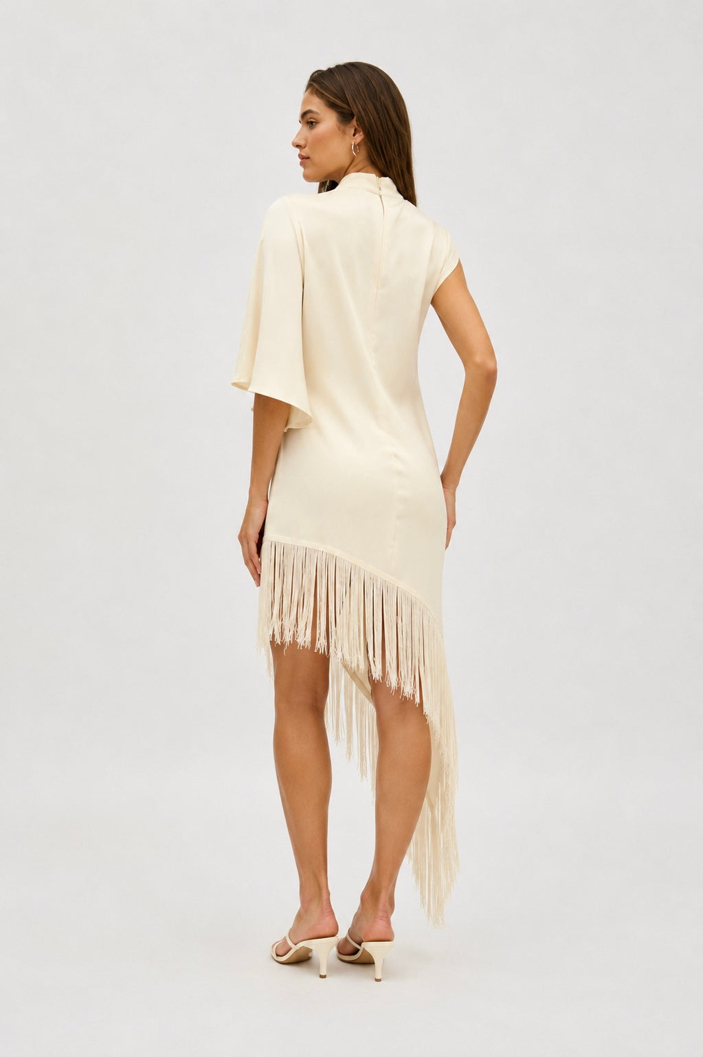 Tibby Asymmetric Fringe Midi Dress
