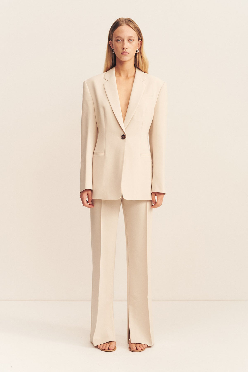 IRENA PINTUCK STRAIGHT LEG PANT - BONE_F