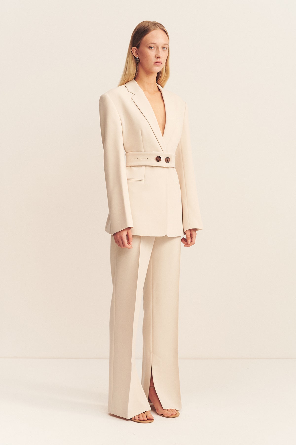 IRENA PINTUCK STRAIGHT LEG PANT - BONE_A