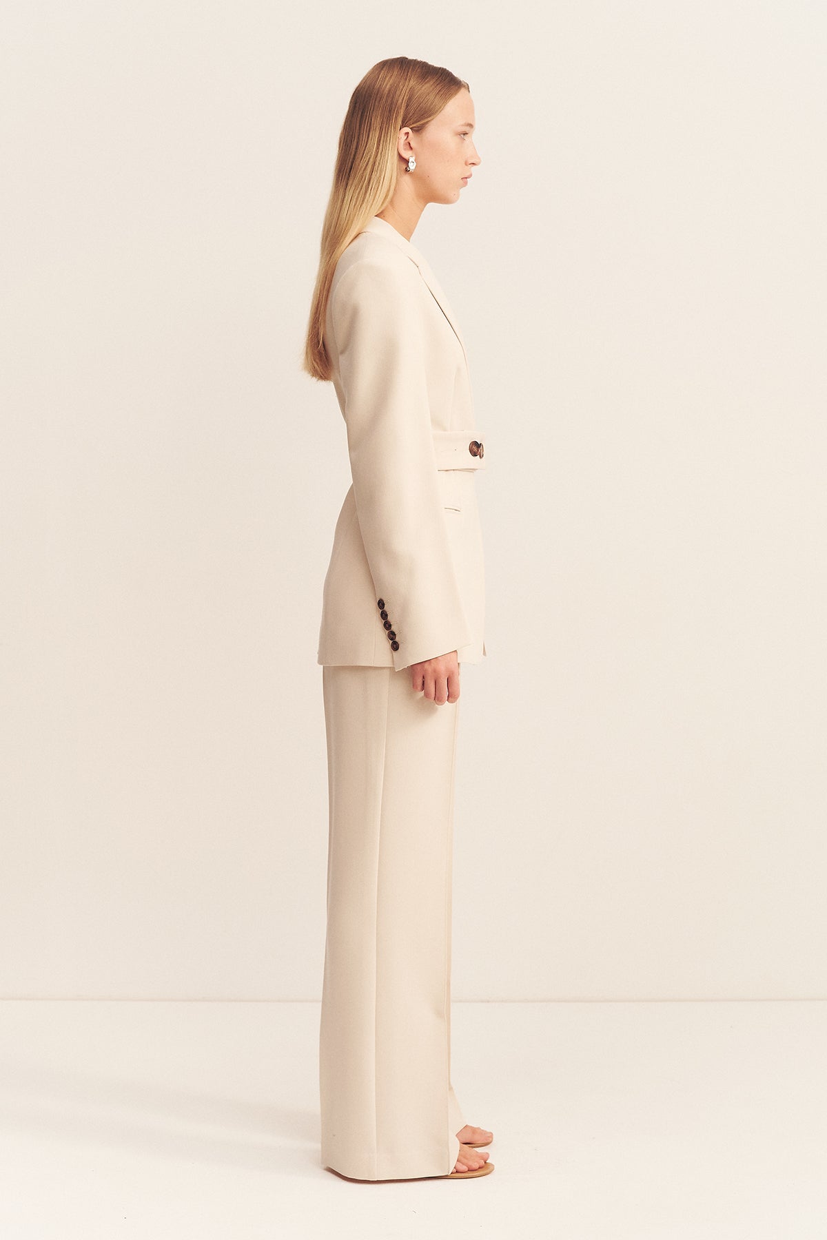 IRENA PINTUCK STRAIGHT LEG PANT - BONE_S