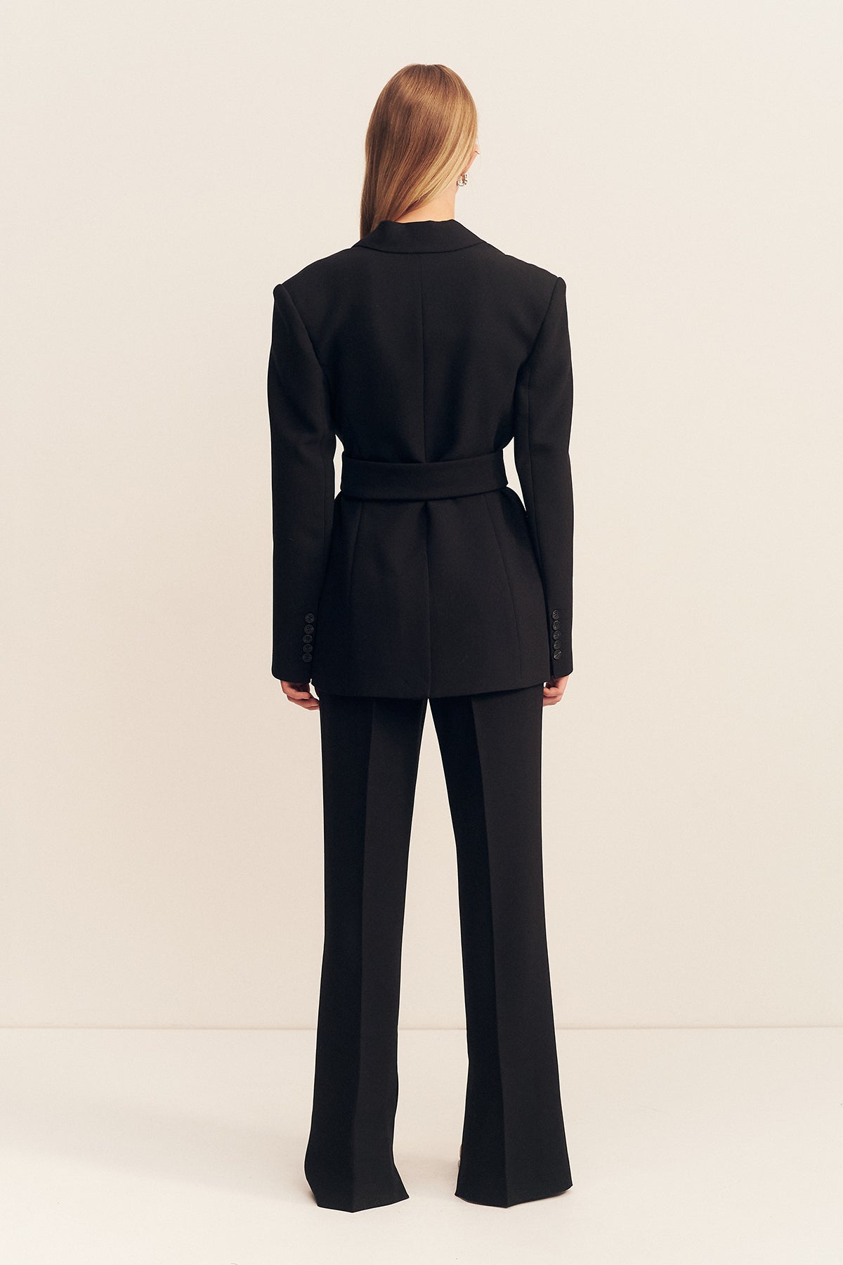 IRENA HOURGLASS SINGLE BREASTED BLAZER WITH BELT - BLACK_B