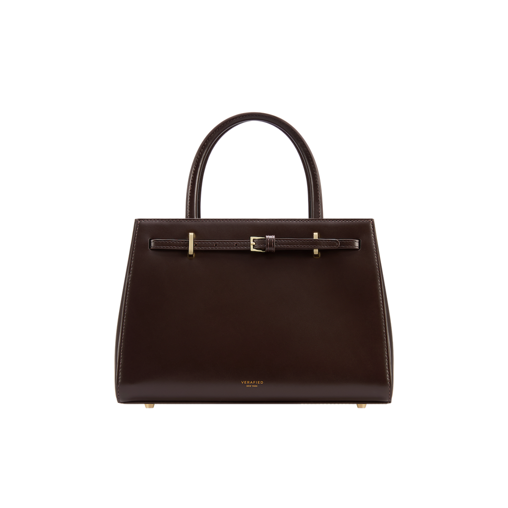 Chocolate Leather Book Tote Bag 25