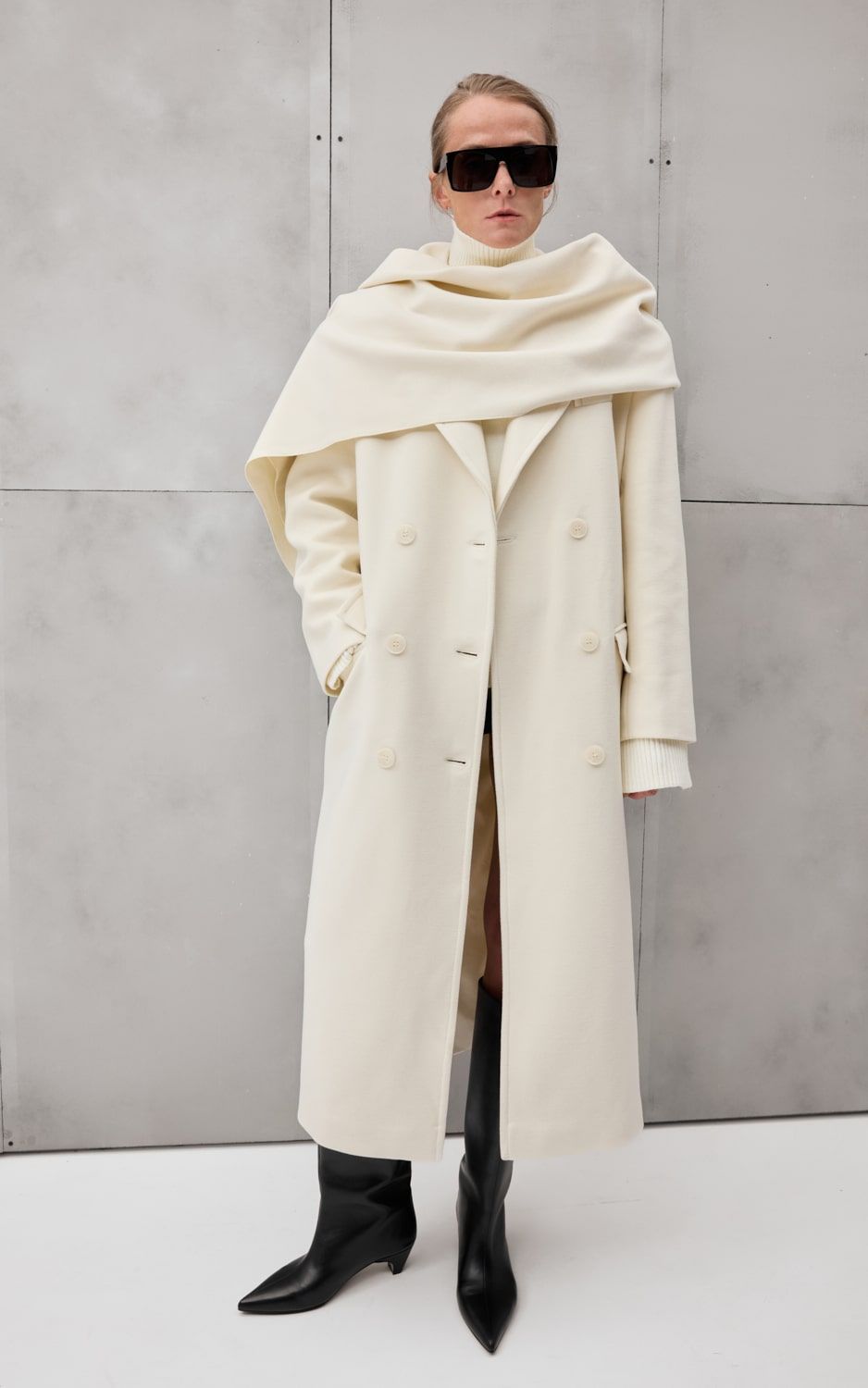 BOYFRIEND’S Coat with Removable Scarf-Cape