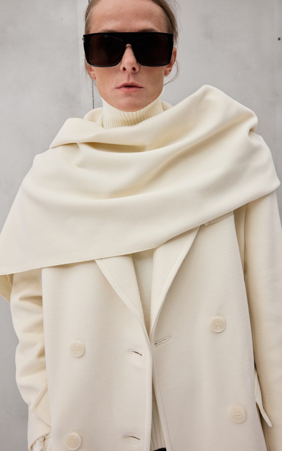 BOYFRIEND’S Coat with Removable Scarf-Cape