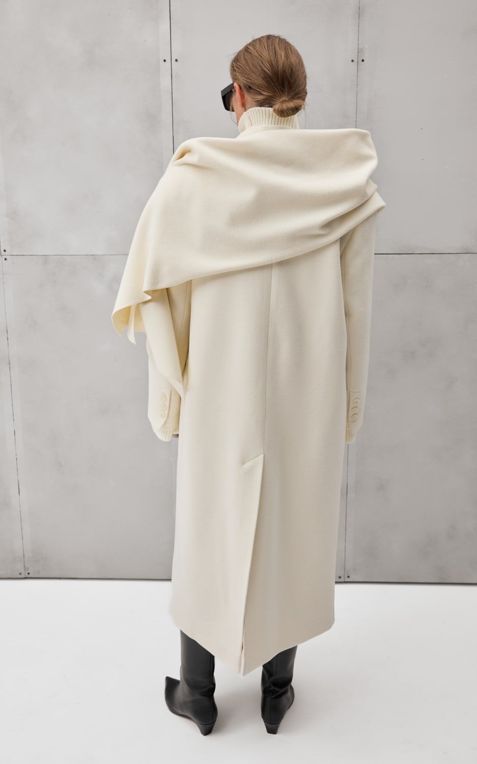 BOYFRIEND’S Coat with Removable Scarf-Cape