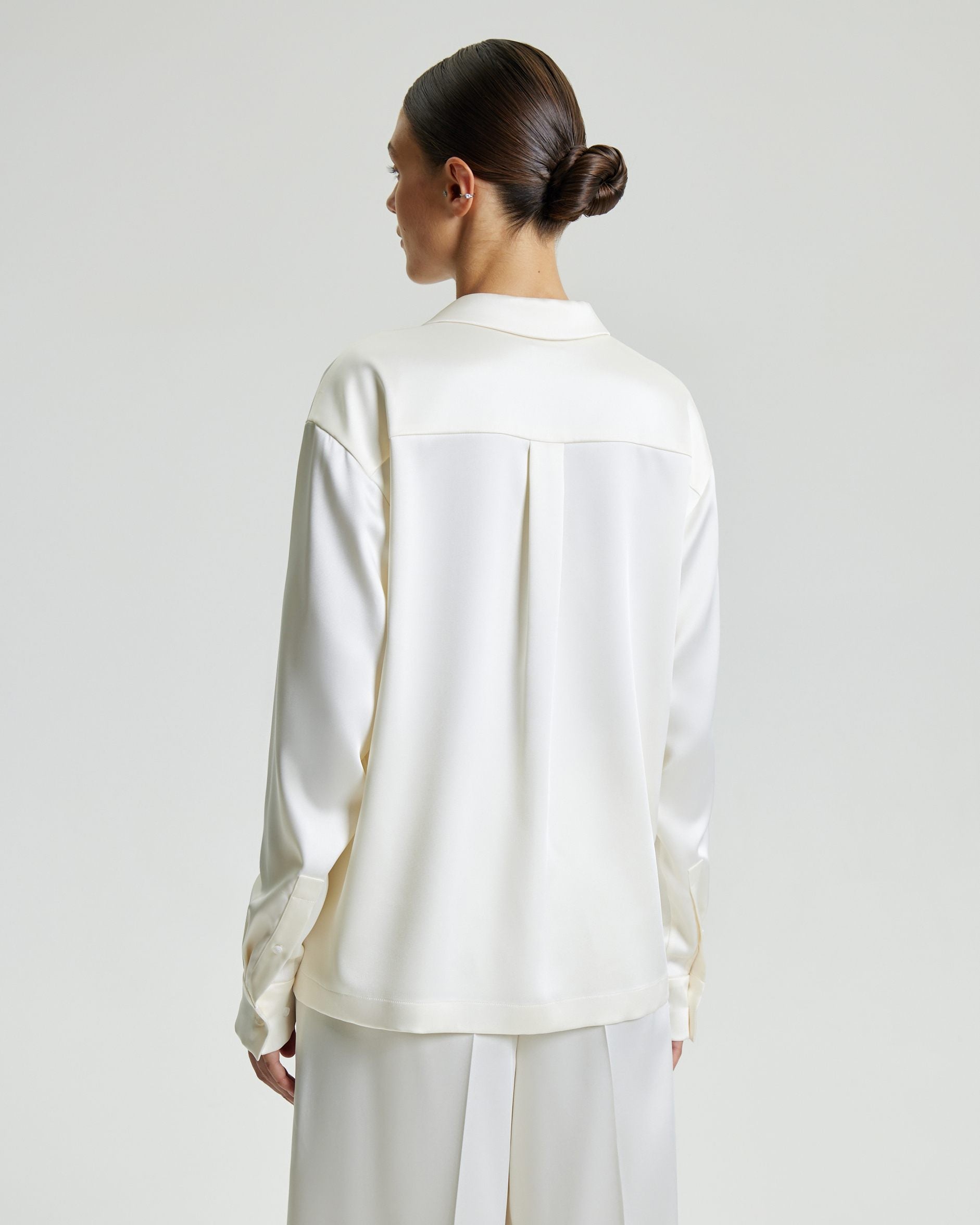 FLOWING SATIN SHIRT - IVORY