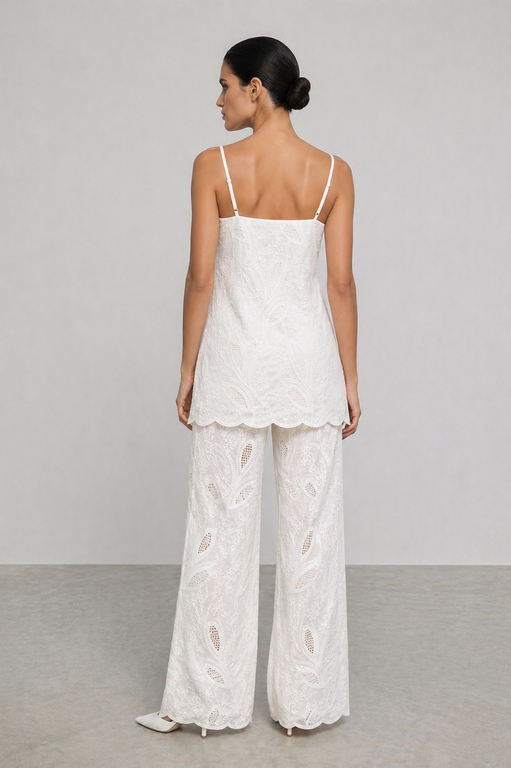 Beatrice Embroidered Lace Camisole & Pants Set