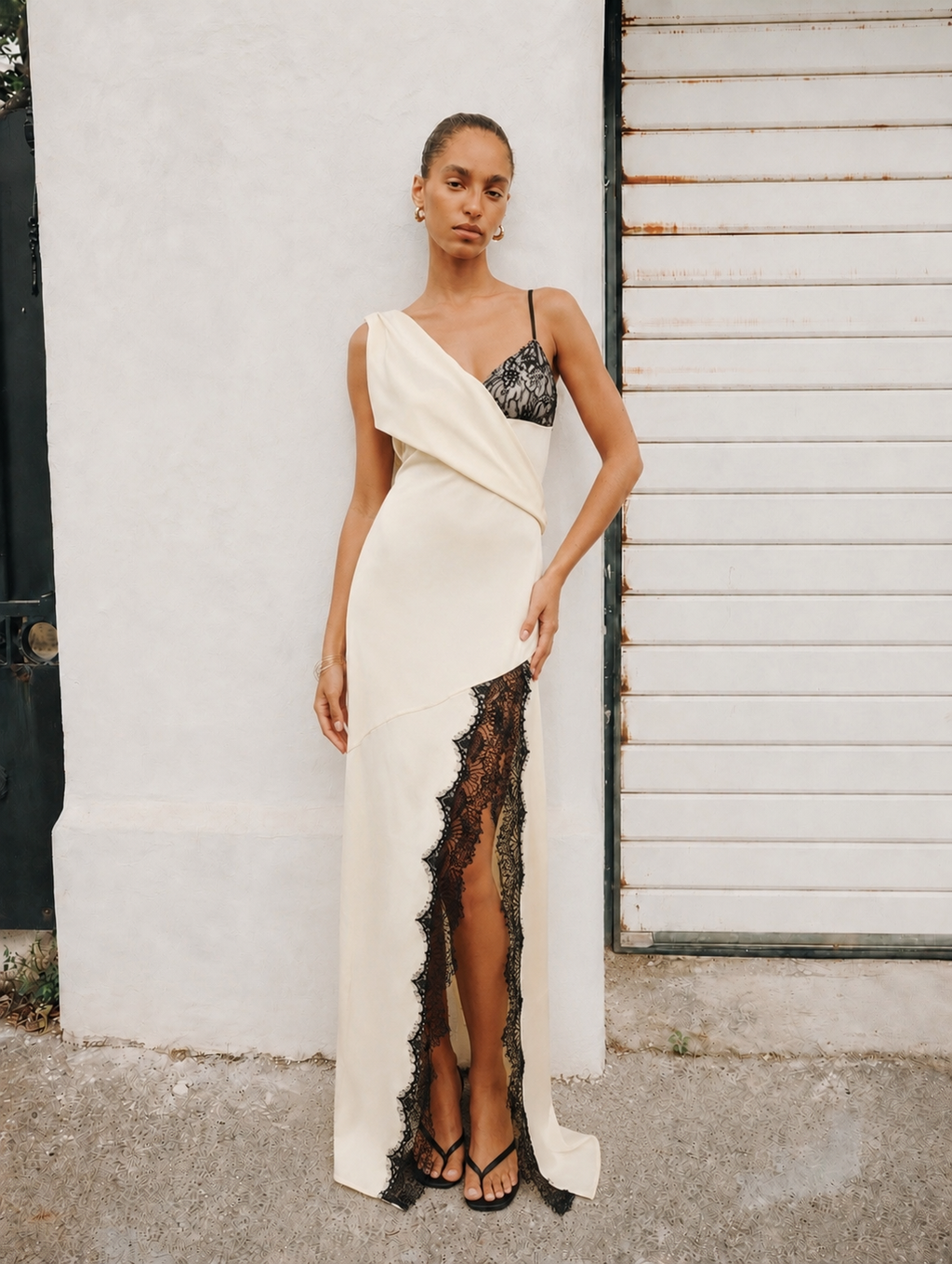 Clara Satin Lace Maxi Dress