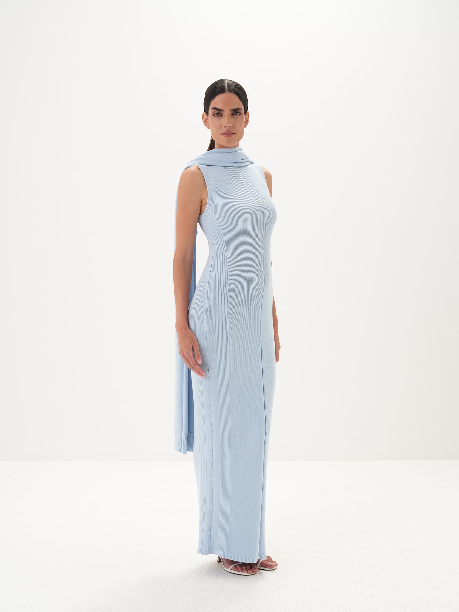 Seraphina Maxi Dress in Cotton Knit - Blue
