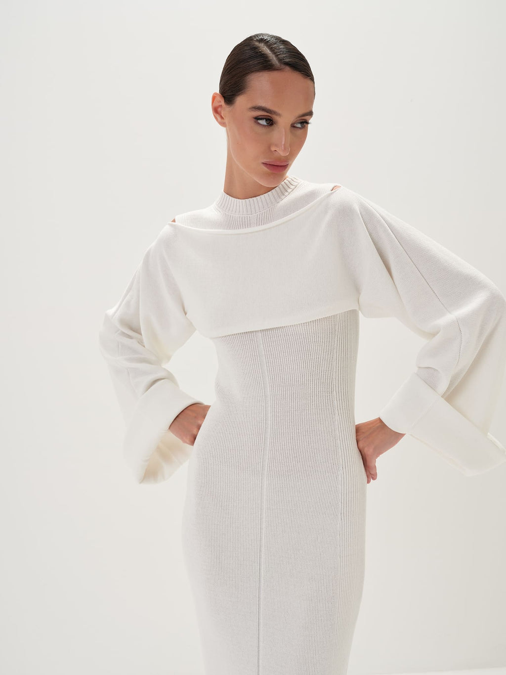 Seraphina Maxi Dress in Cotton Knit - white