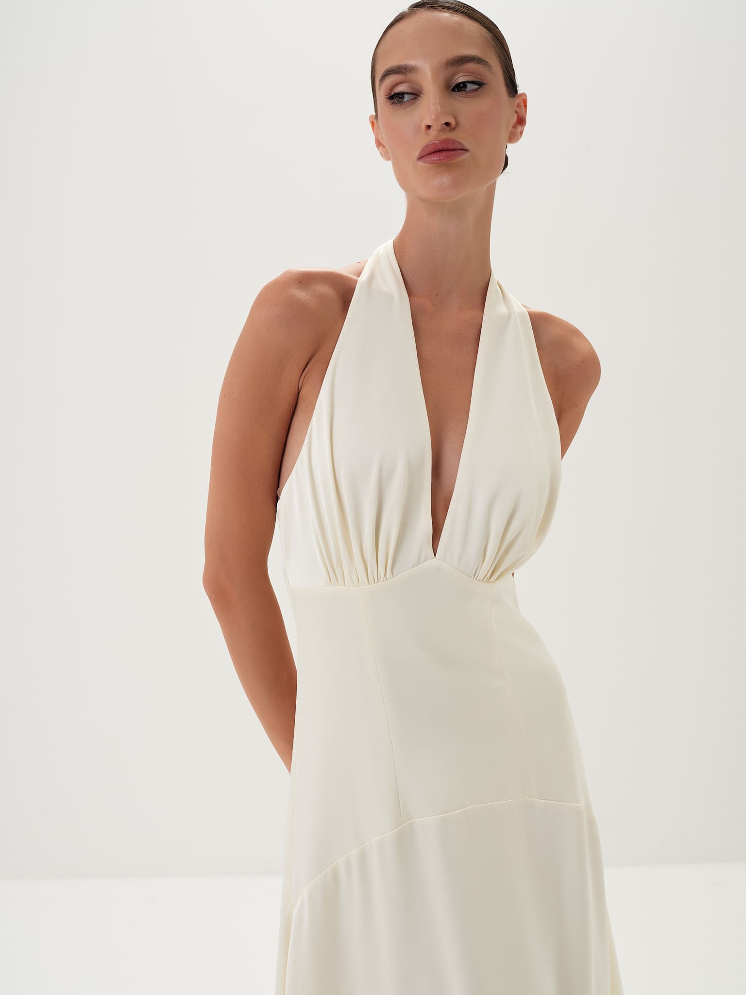 Serena Backless Halter Gown in Satin