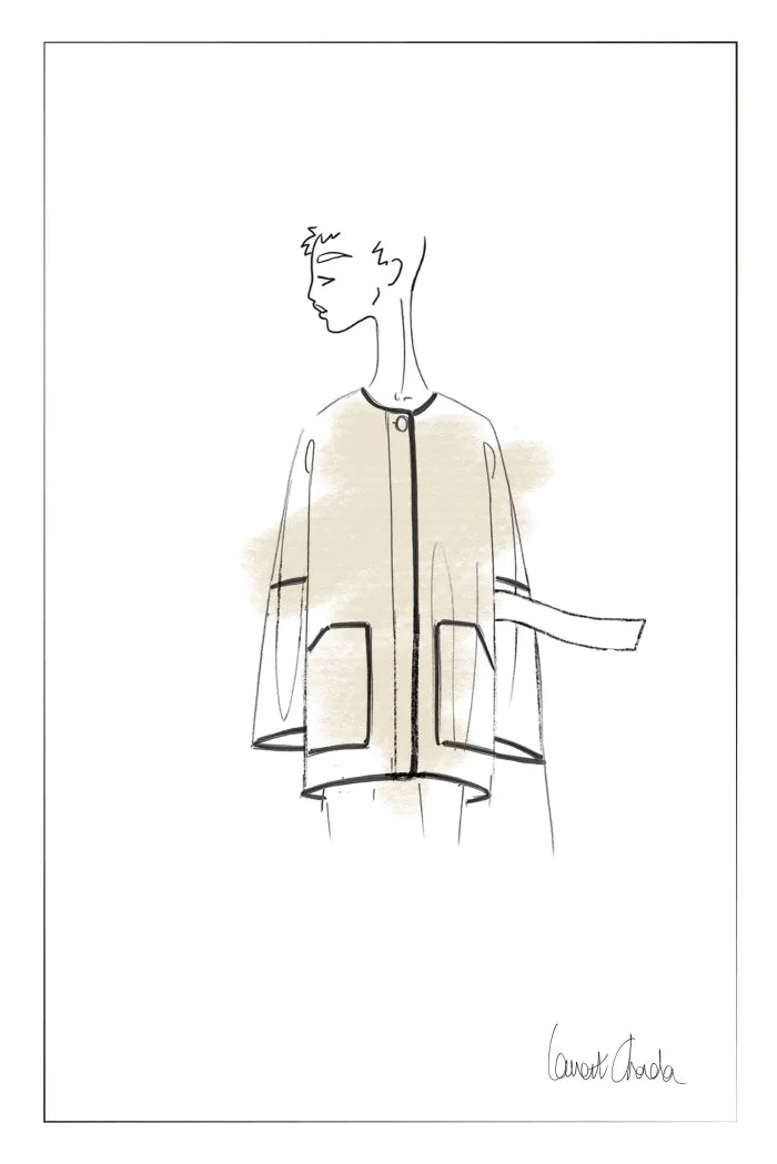 Lycoris Leather Trim Double Face Wool Coat in Merino Cashmere