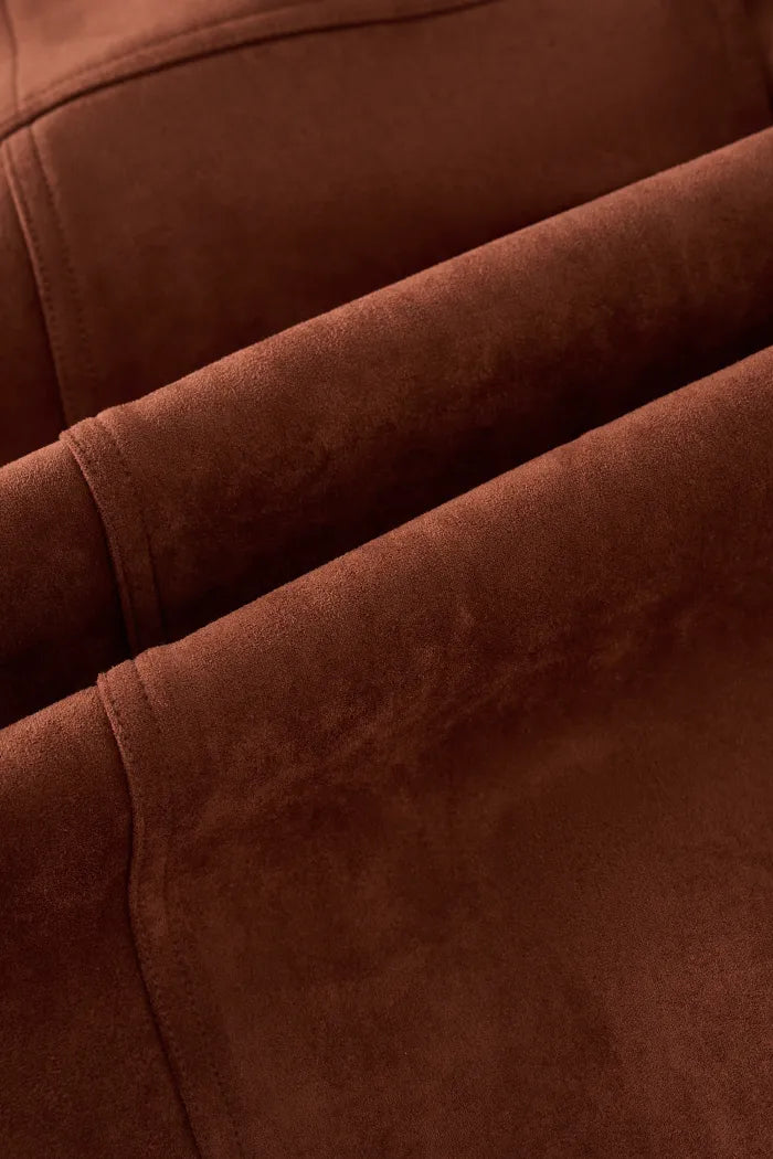 Tilda Detachable Epaulette  Trench Coat in Faux Suede