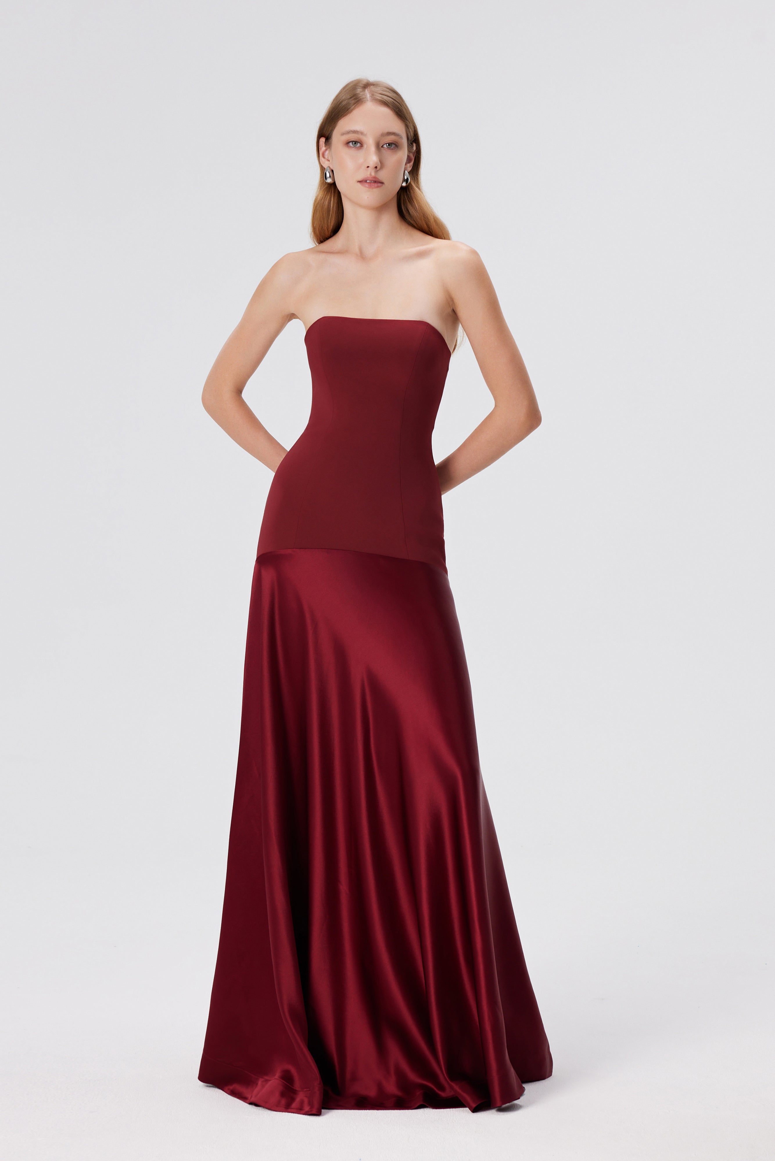 Aura Strapless Gown - Red Berry
