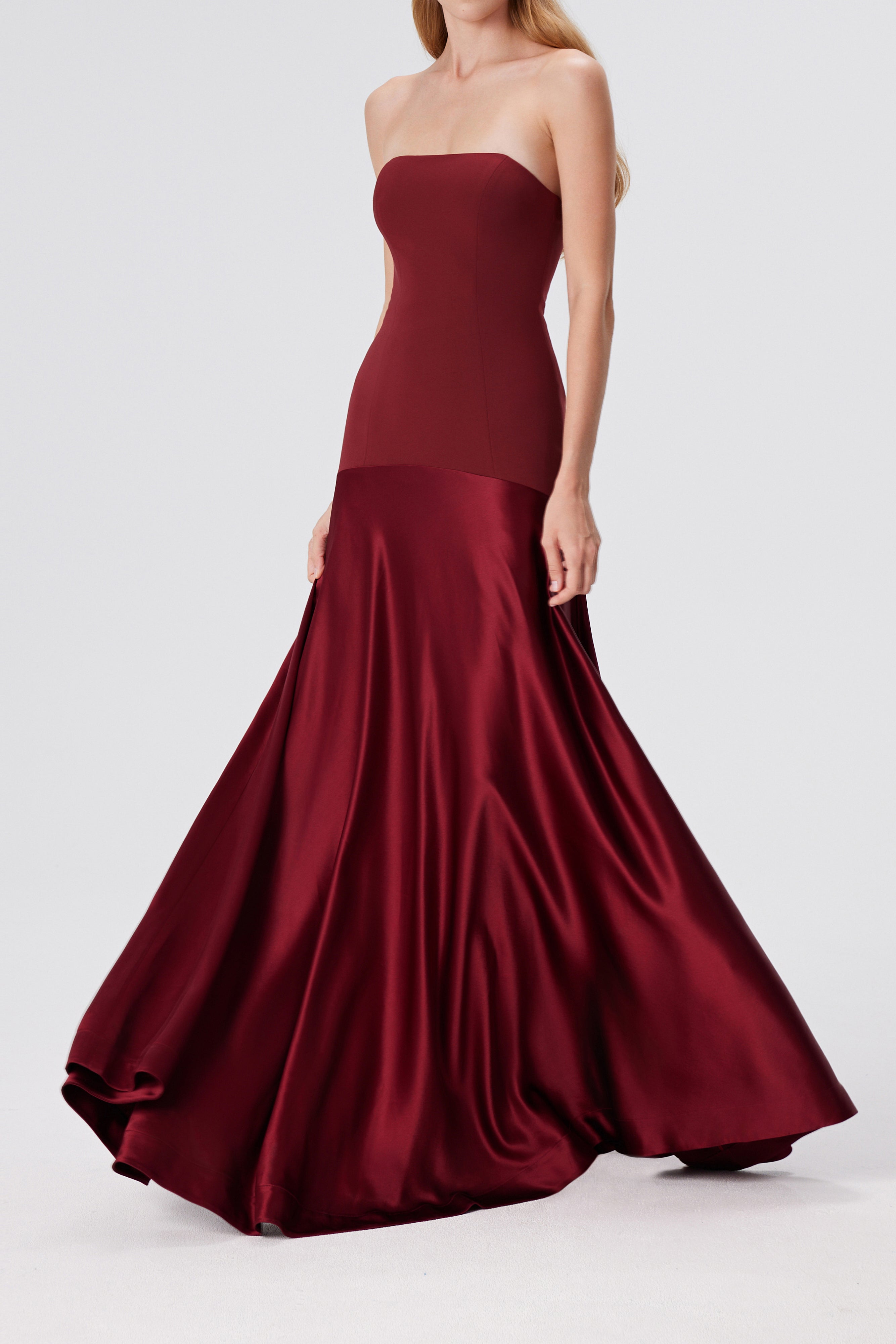 Aura Strapless Gown - Red Berry