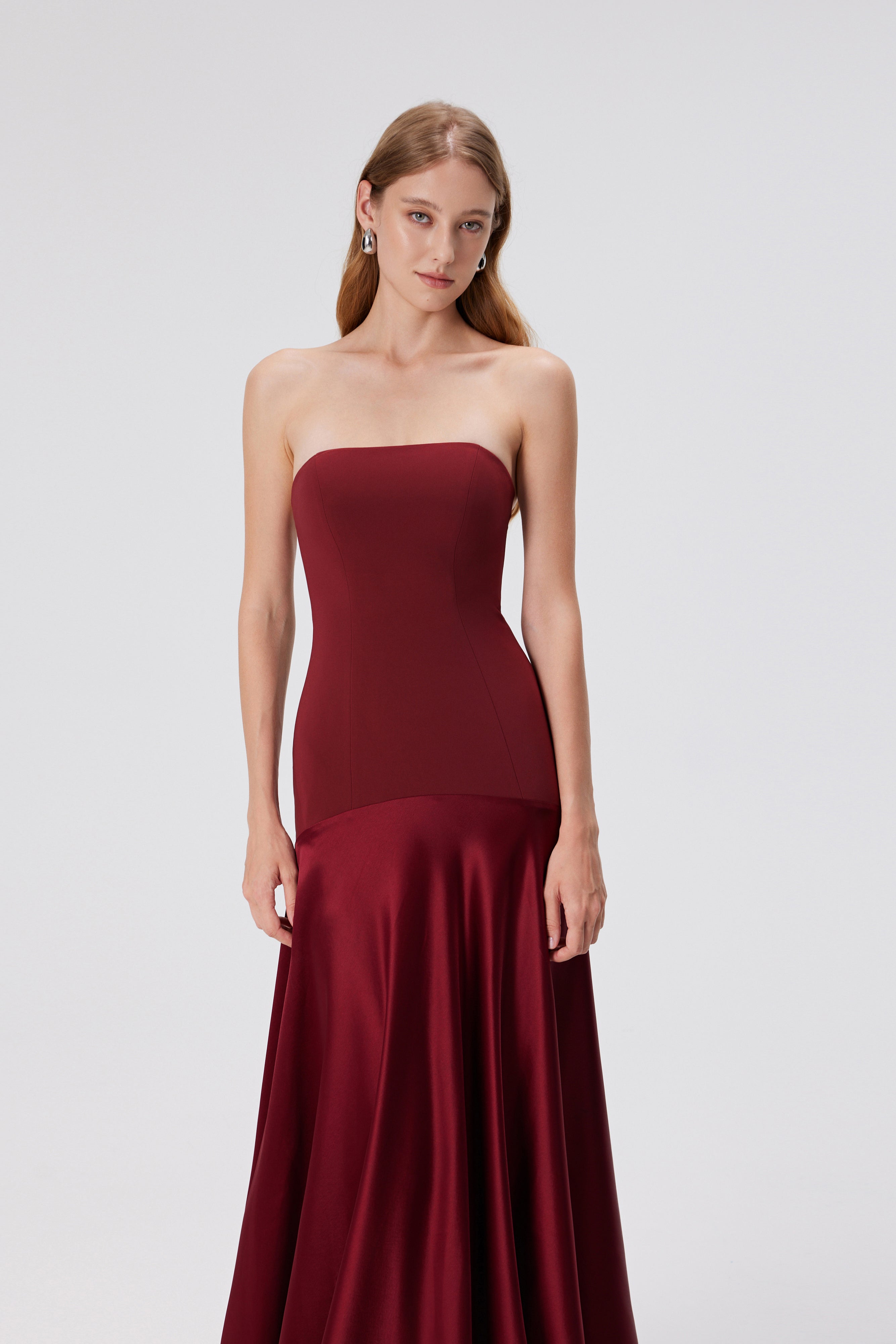 Aura Strapless Gown - Red Berry