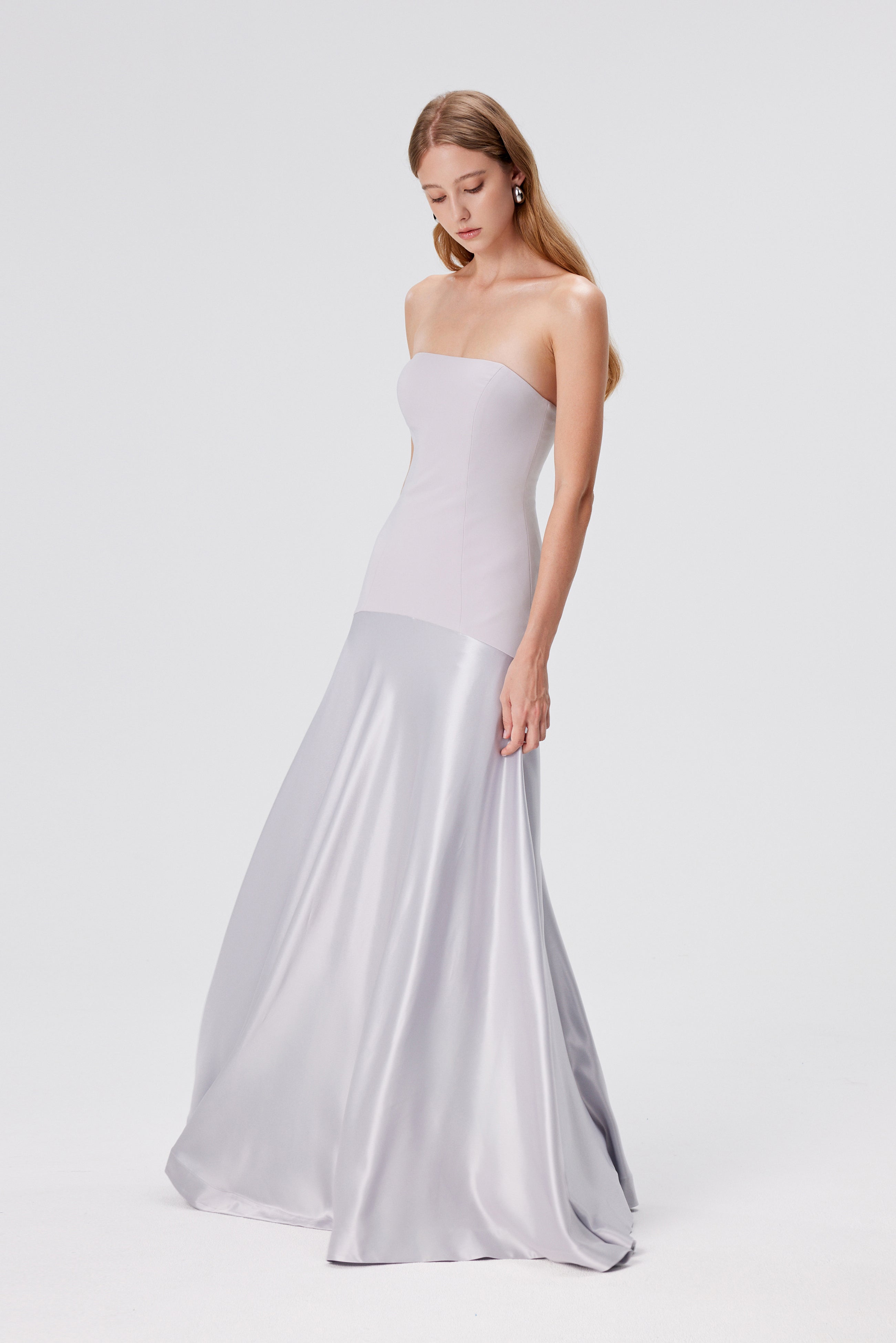 Aura Strapless Gown - Glacier Grey
