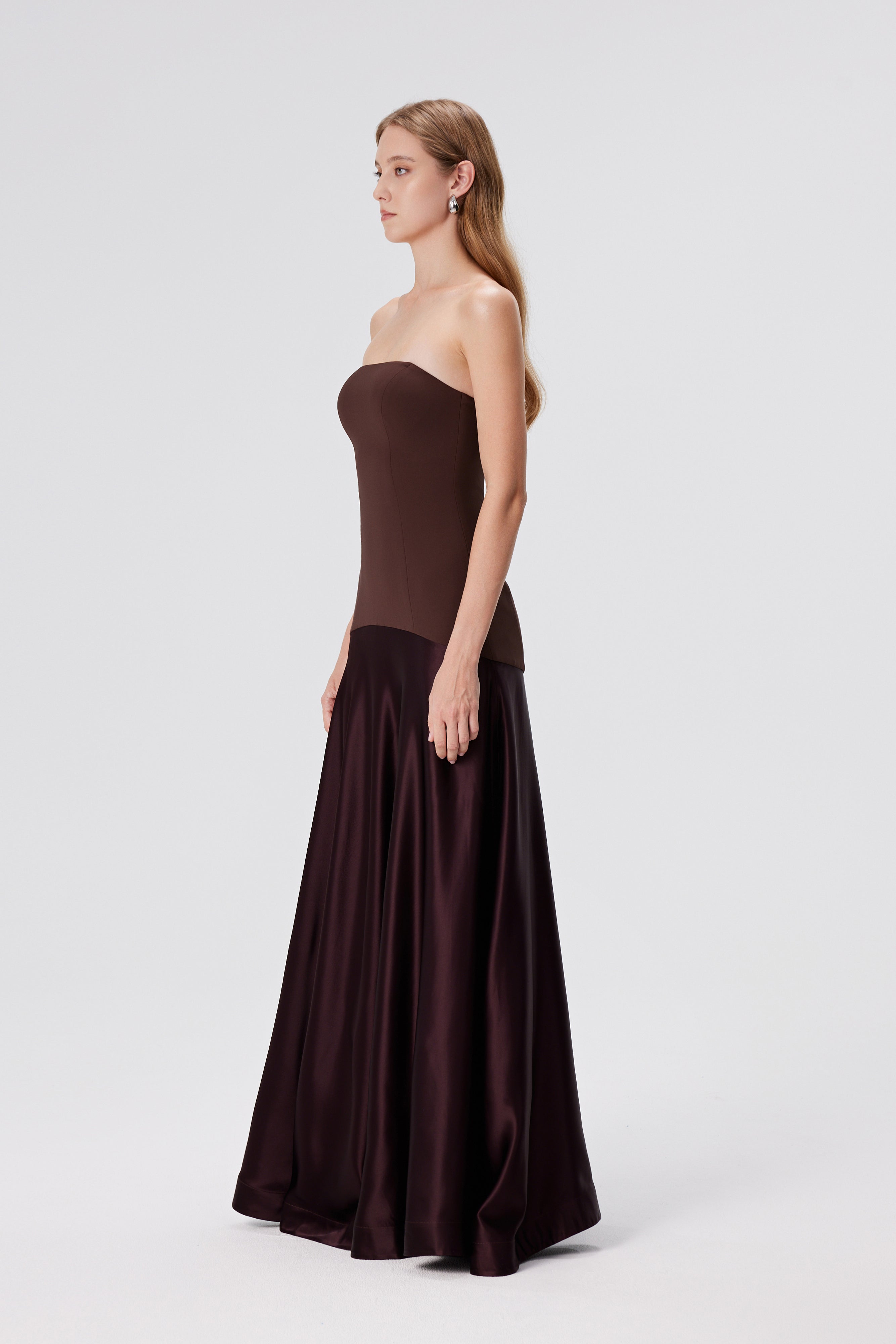 Aura Strapless Gown - Espresso