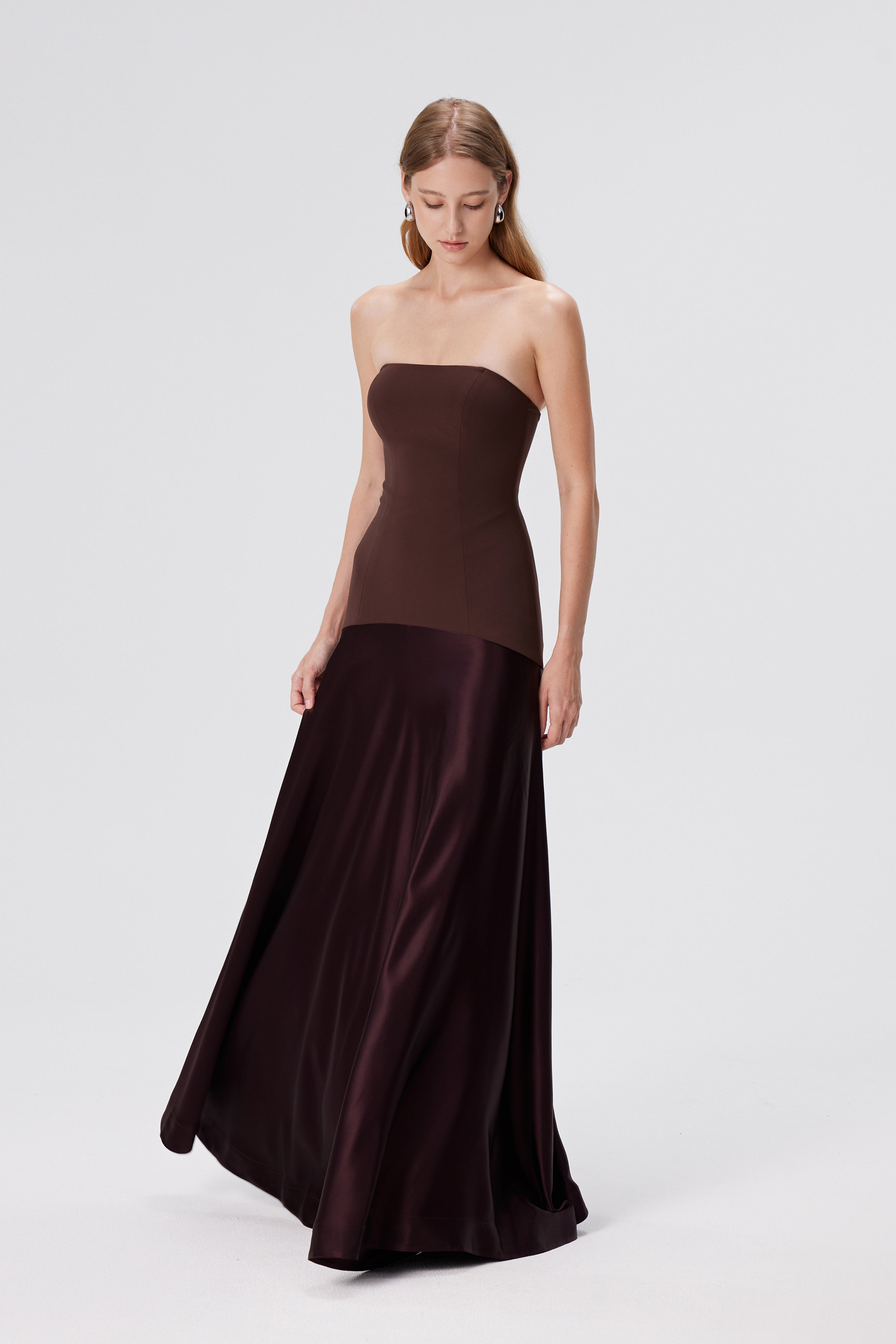 Aura Strapless Gown - Espresso