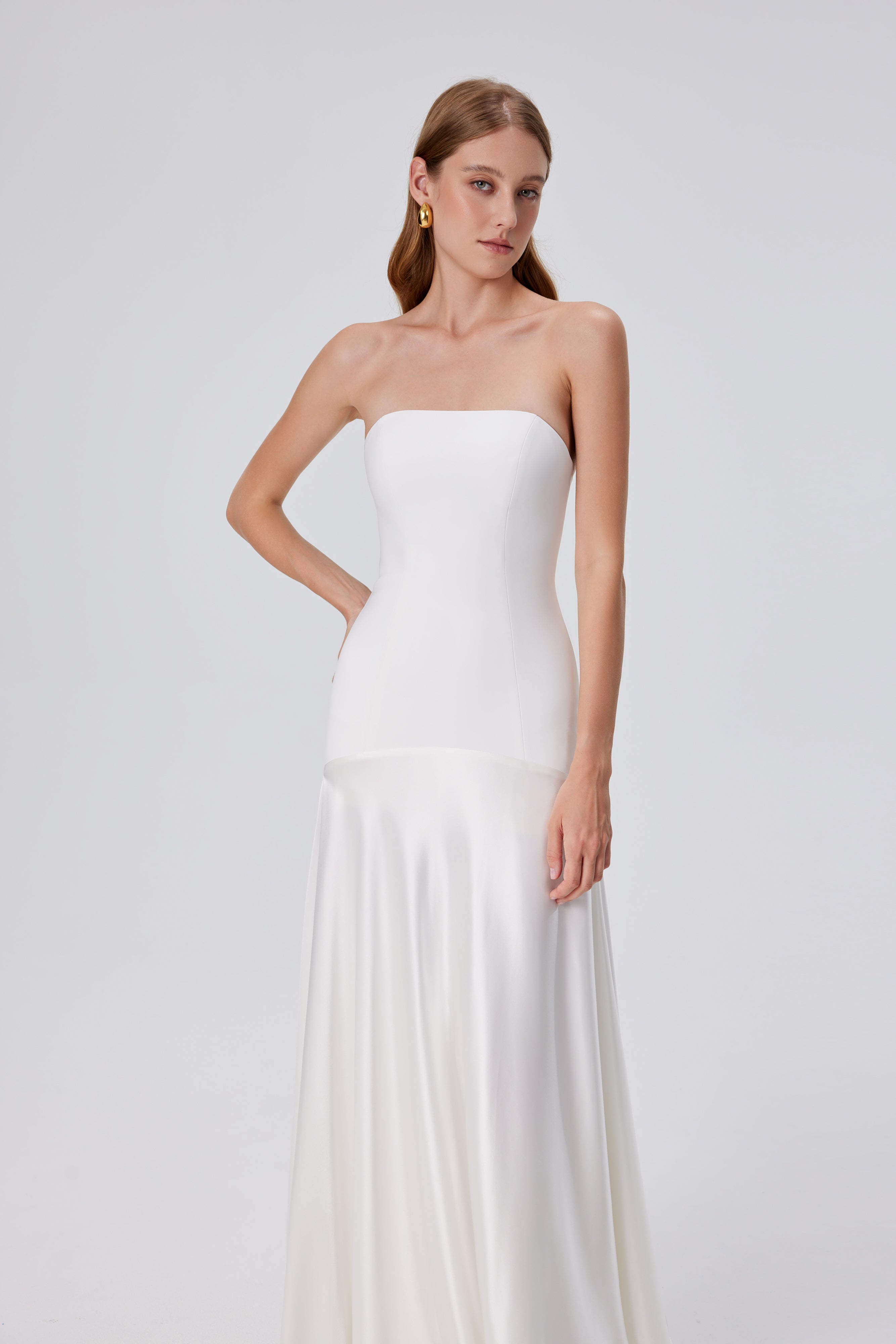 Aura Strapless Gown - White