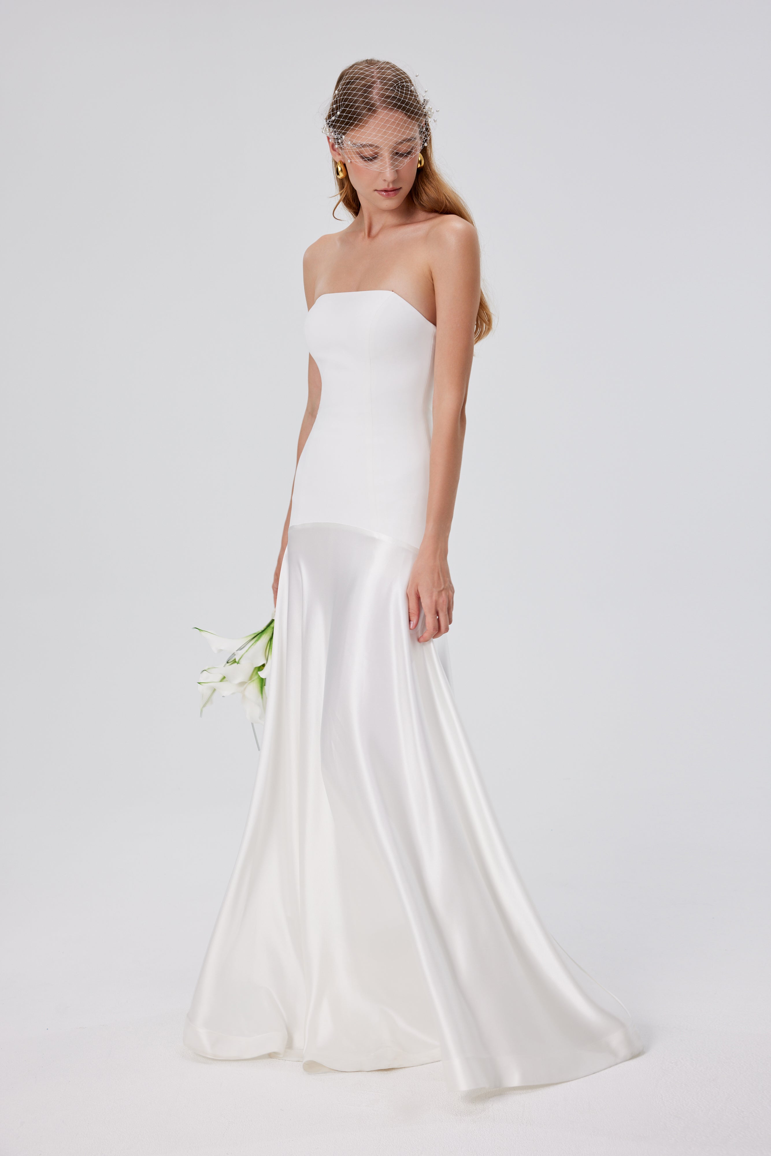 Aura Strapless Gown - White