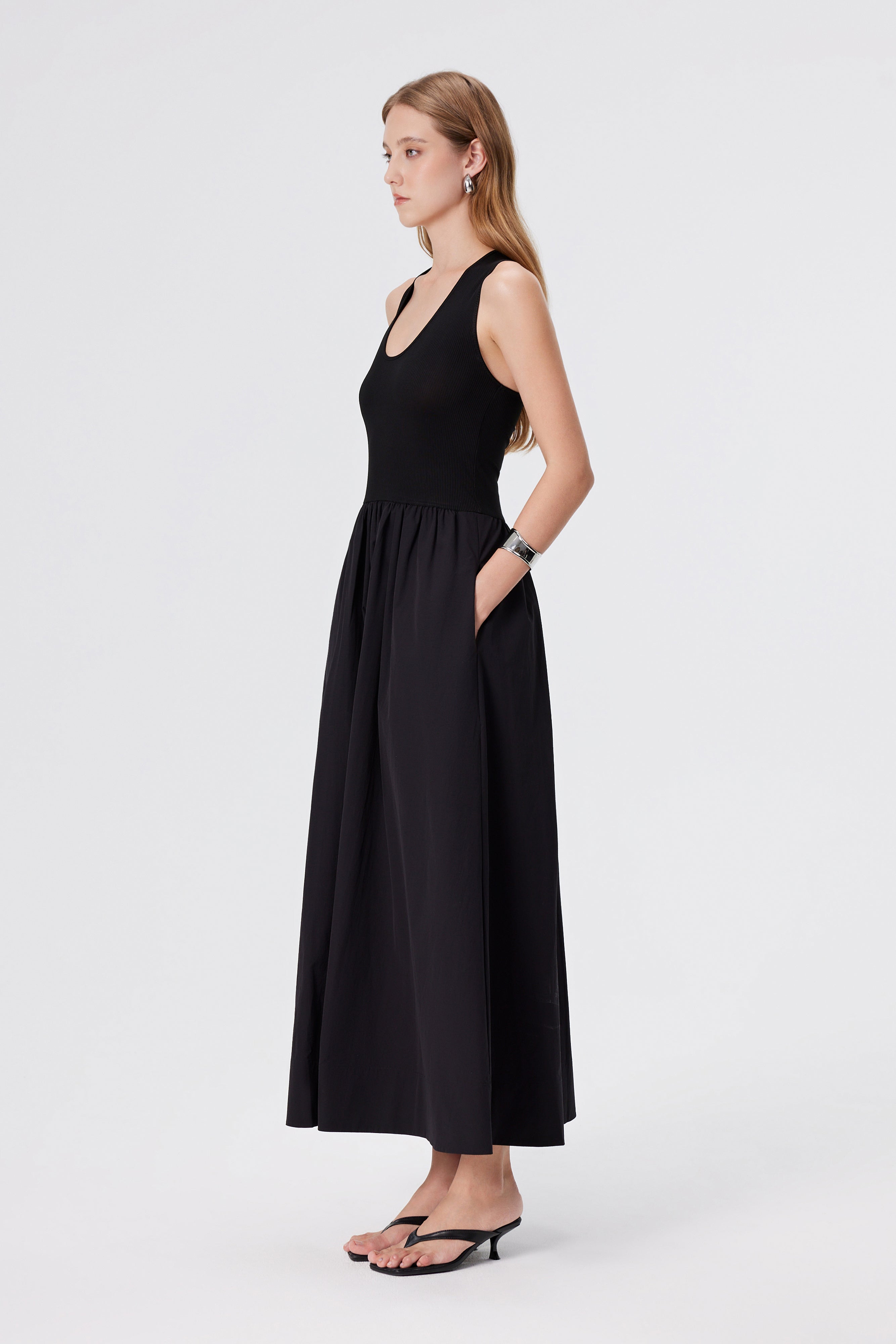Kamari Plunge Neck Midi Dress