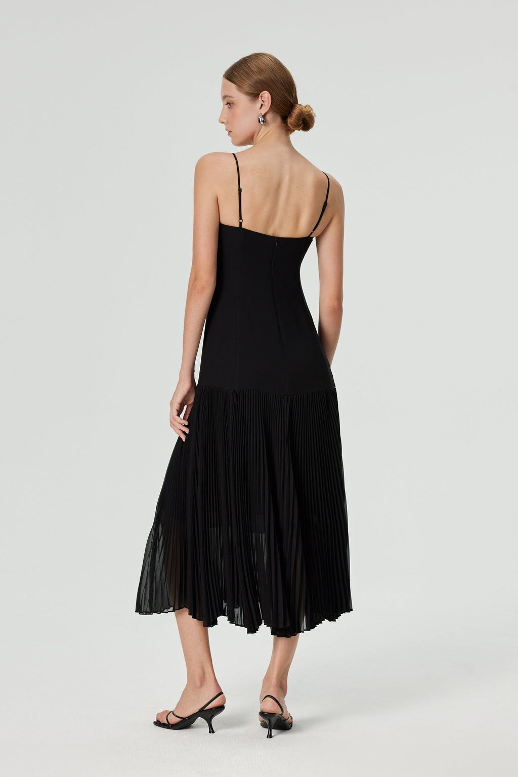 Inan Pleated Midi Dress - Black