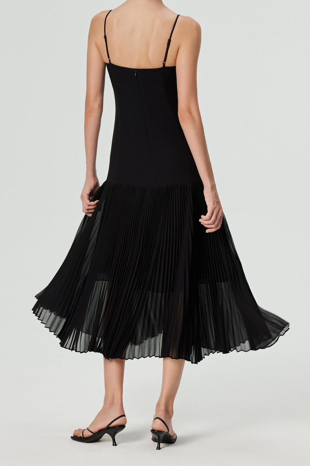 Inan Pleated Midi Dress - Black