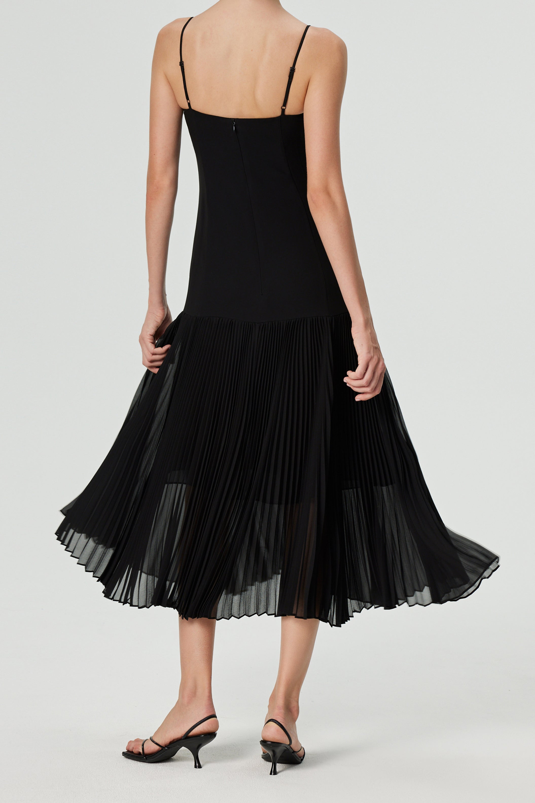 Inan Pleated Midi Dress - Black