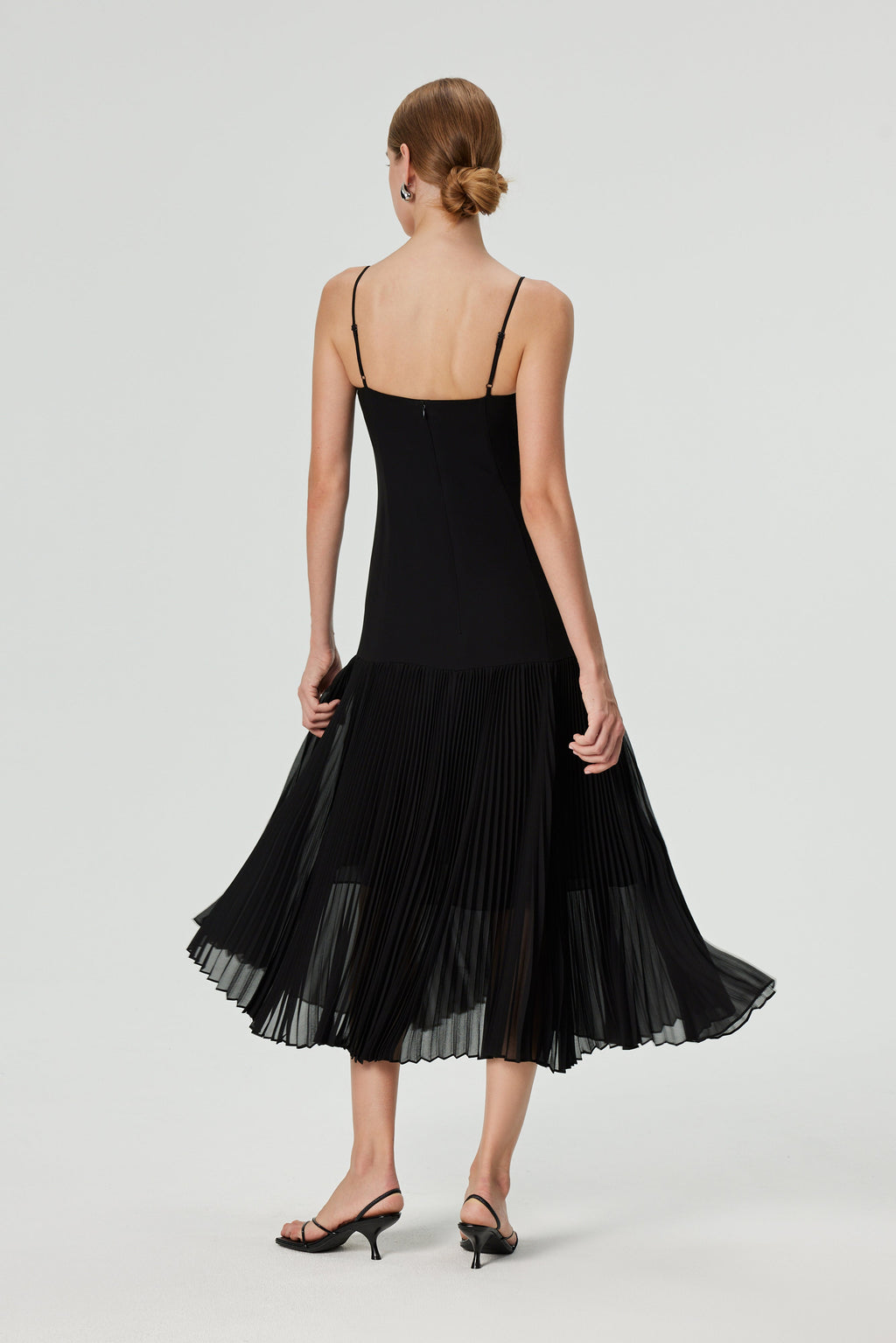 Inan Pleated Midi Dress - Black