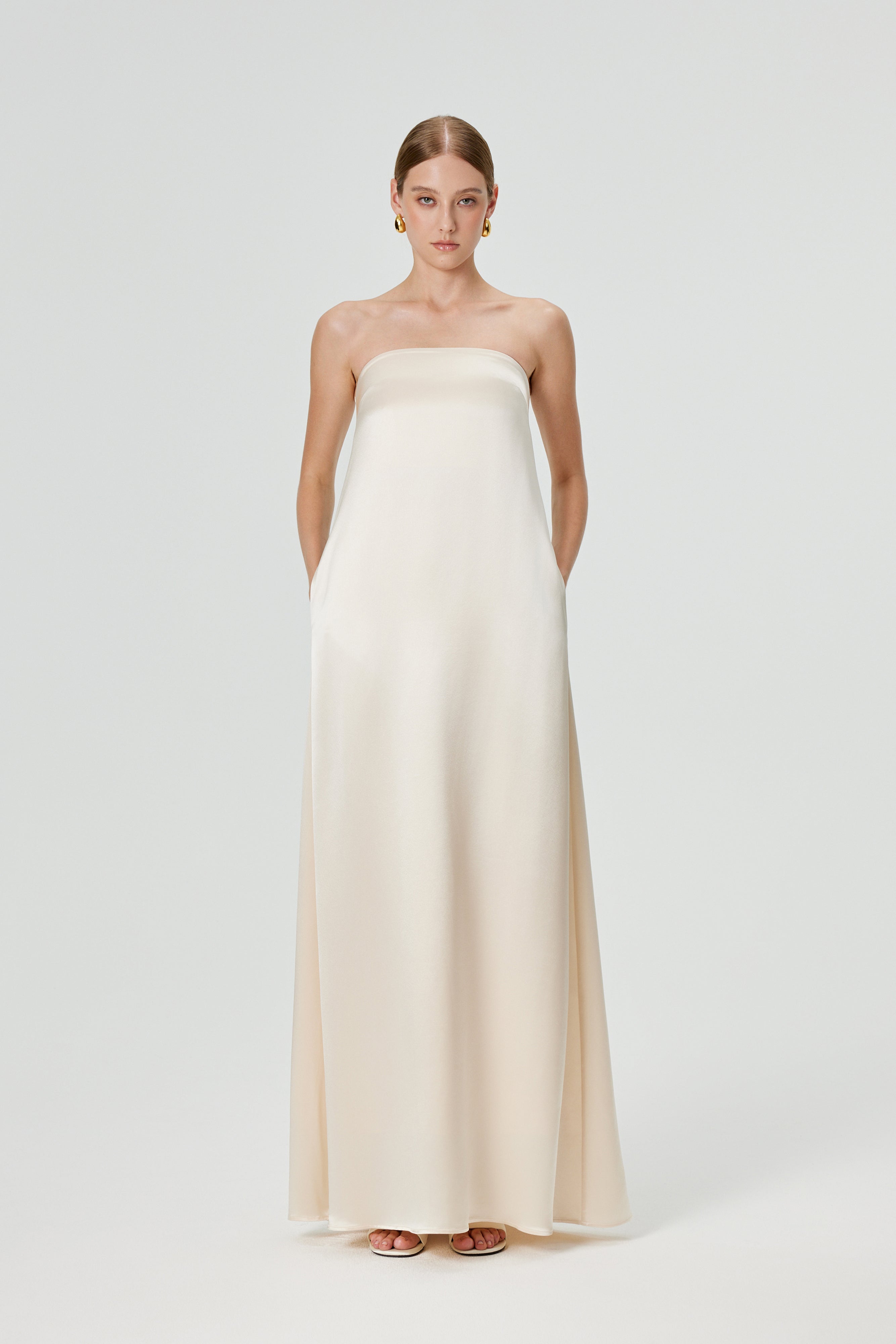 Eris Strapless Maxi Dress - Cream