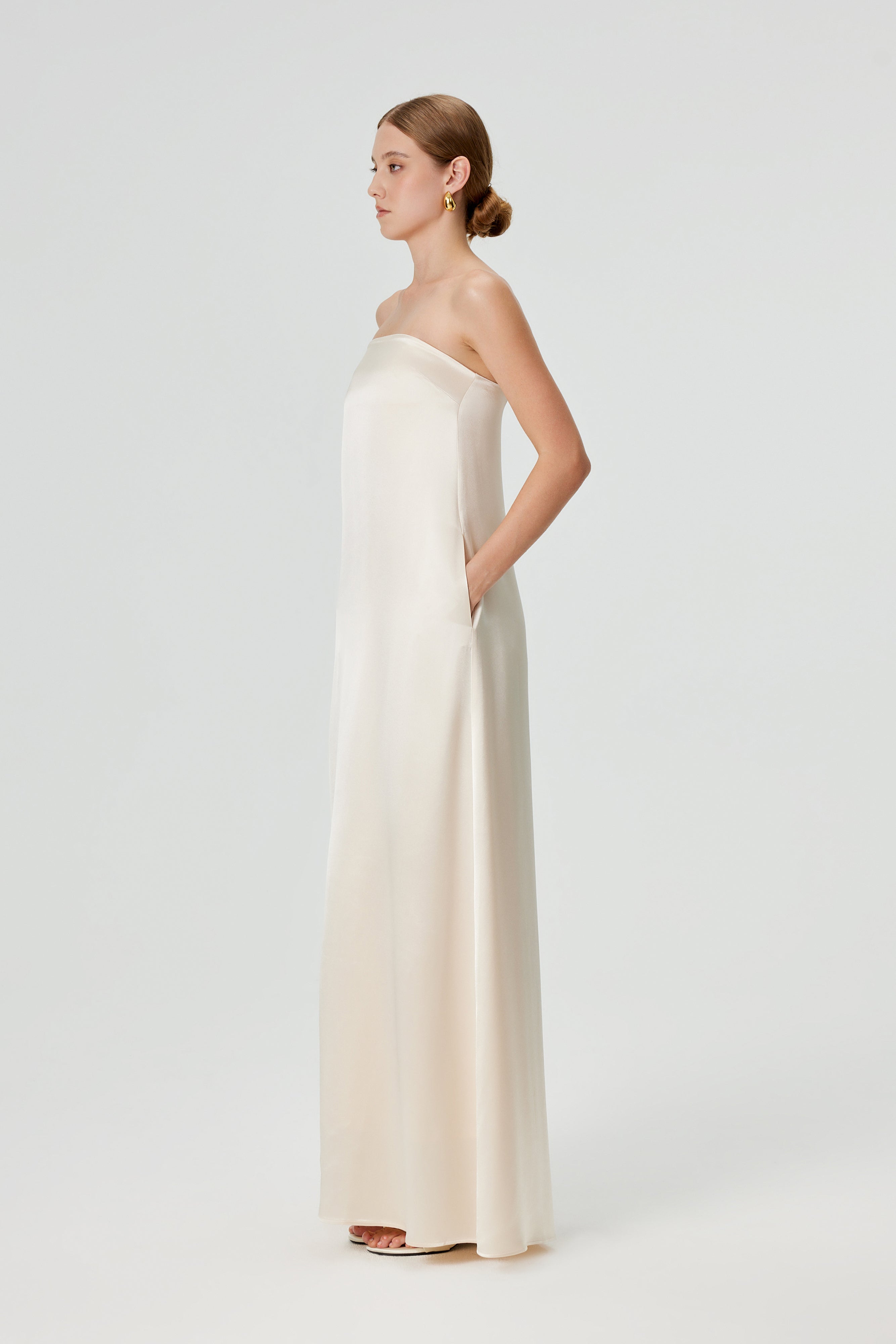 Eris Strapless Maxi Dress - Cream