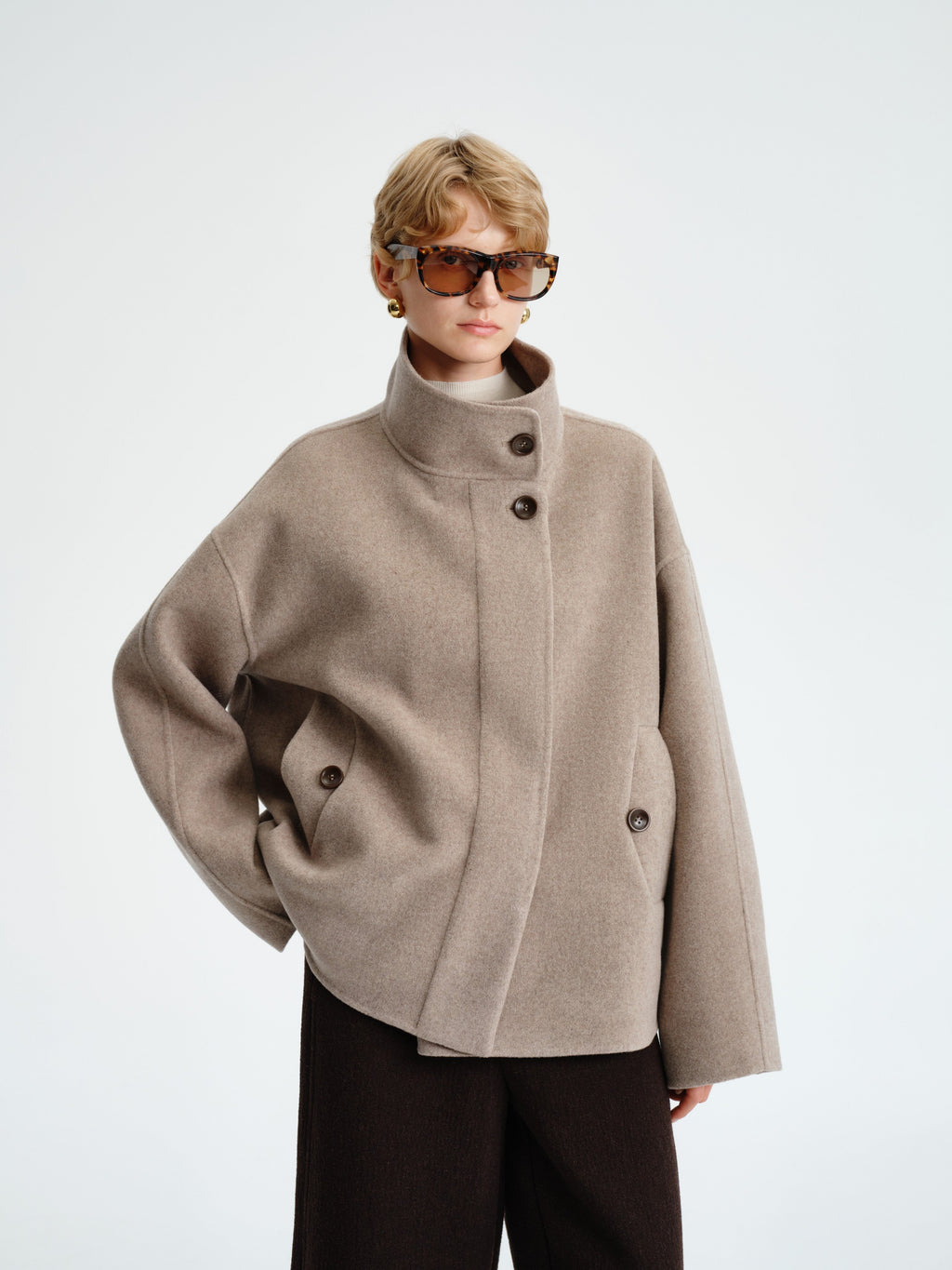 Wool–Cashmere Short Coat